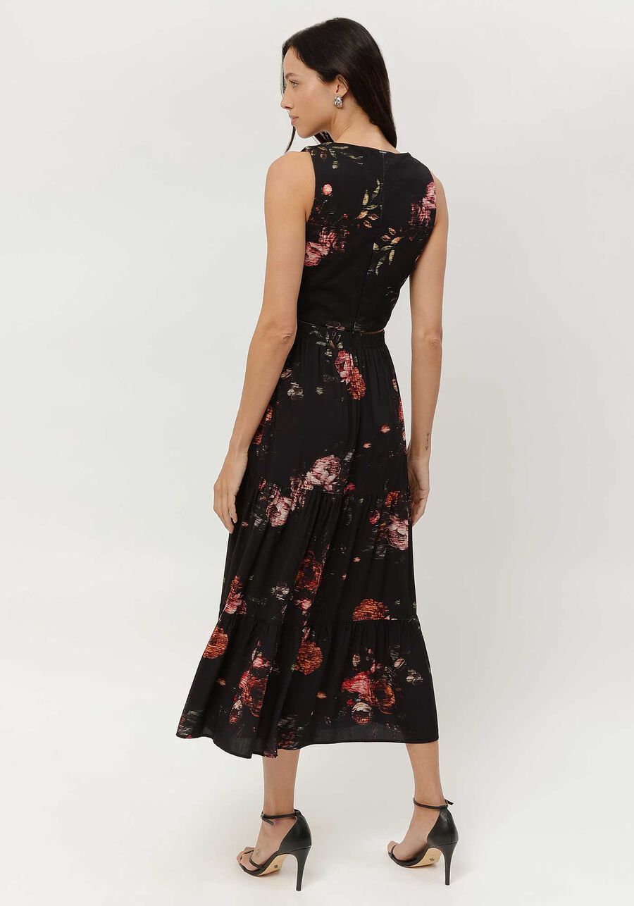 Saia Midi Estampada em Viscose com Babados, . Saia Midi Estampada em Viscose com Babados, , large.