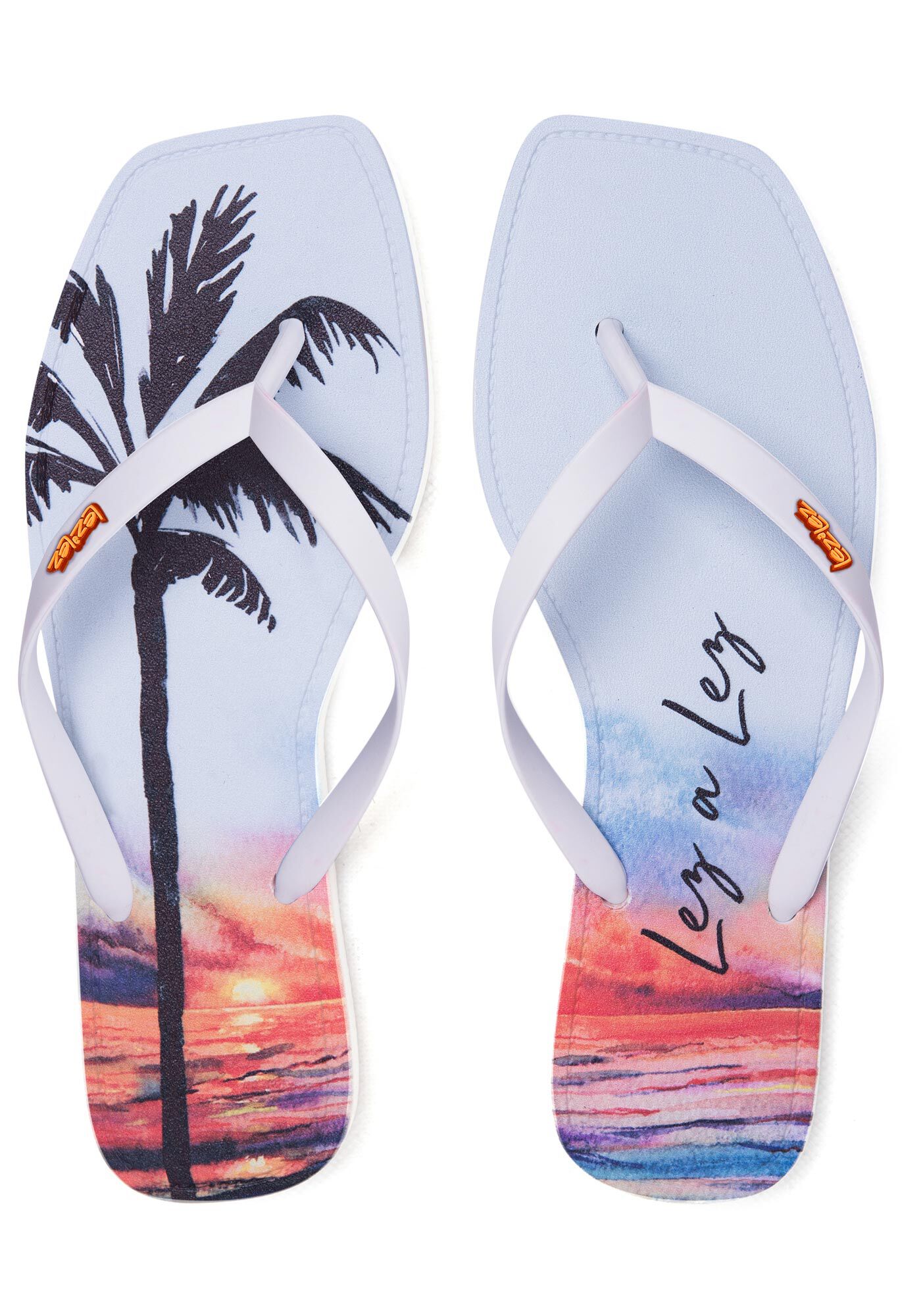 Chinelo Estampado com Bico Quadrado, SOL DA MEIA NOITE, large.