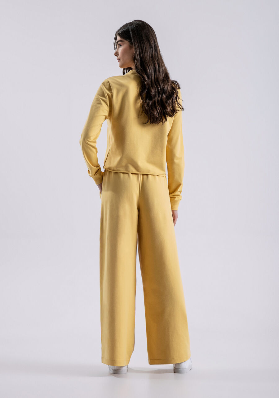 Calça Reta Ampla em Molecotton com Bolsos, . Calça Reta Ampla em Molecotton com Bolsos, , large.