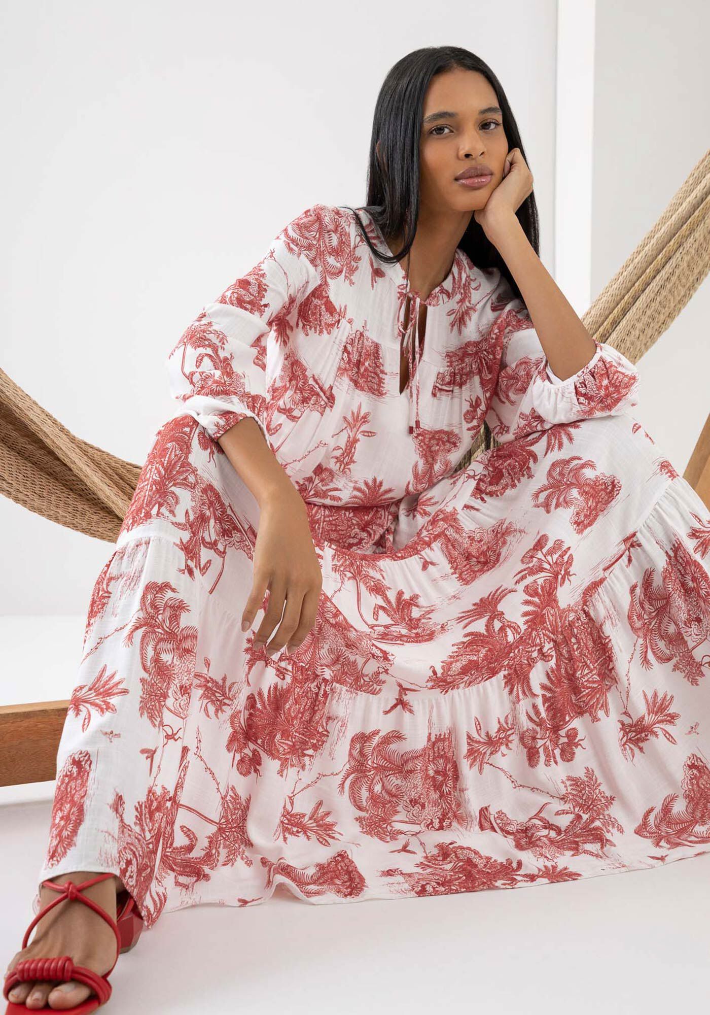 Vestido estampado best sale com cinto