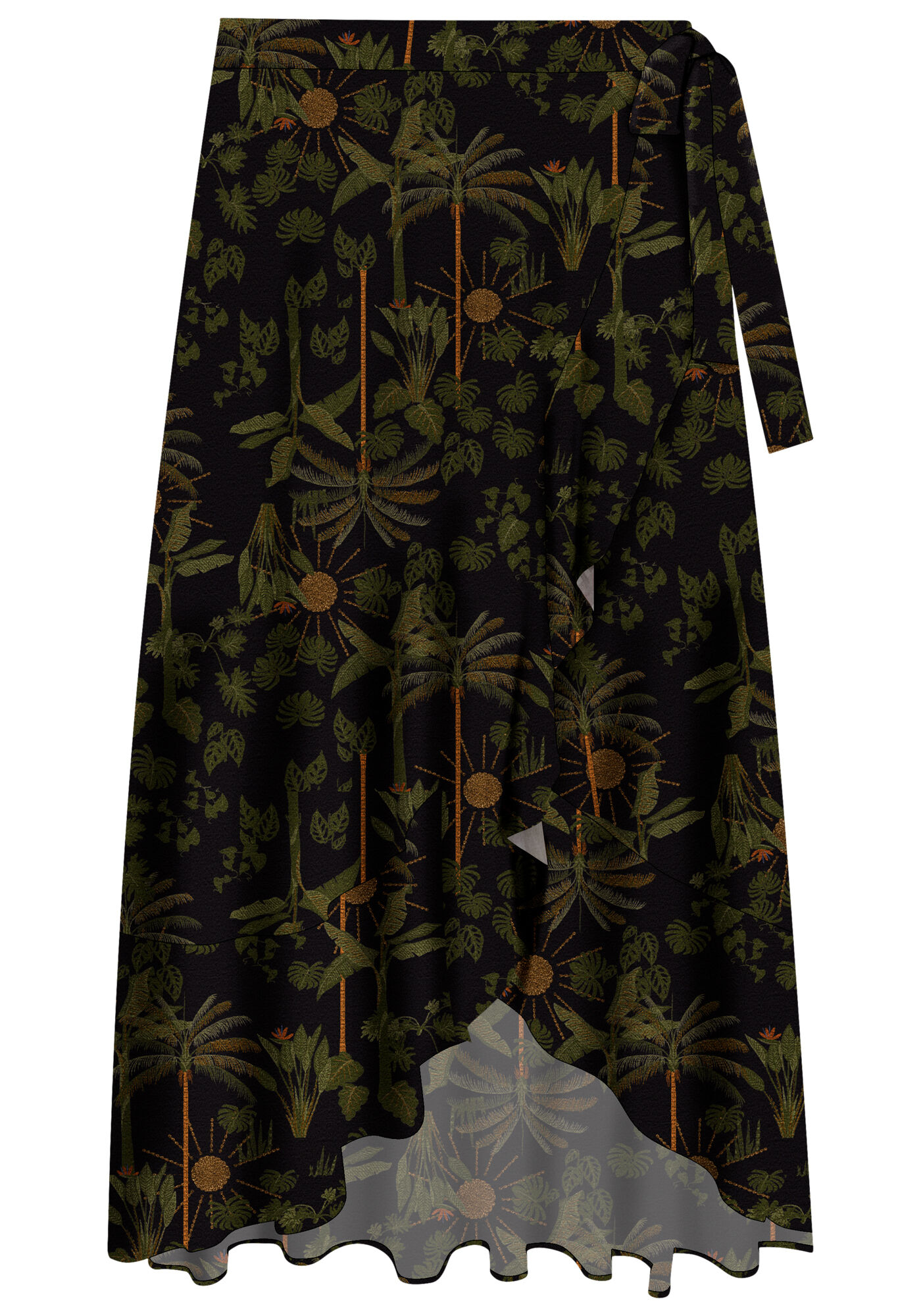 Saia Midi em Viscose Transpassada, , large.