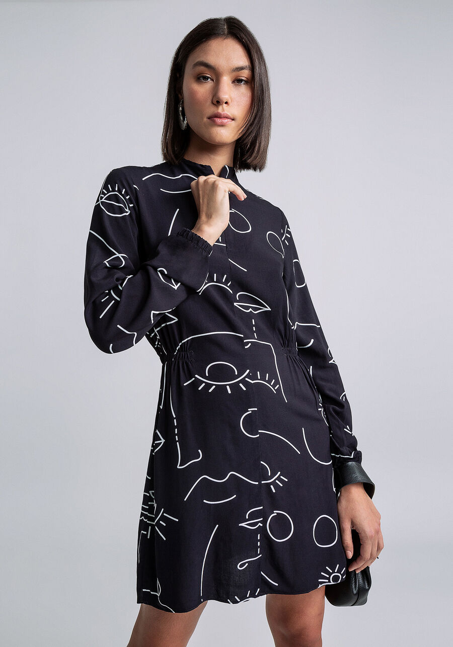 Vestido Curto Manga Longa Zíper, . Vestido Curto Manga Longa Zíper, , large.