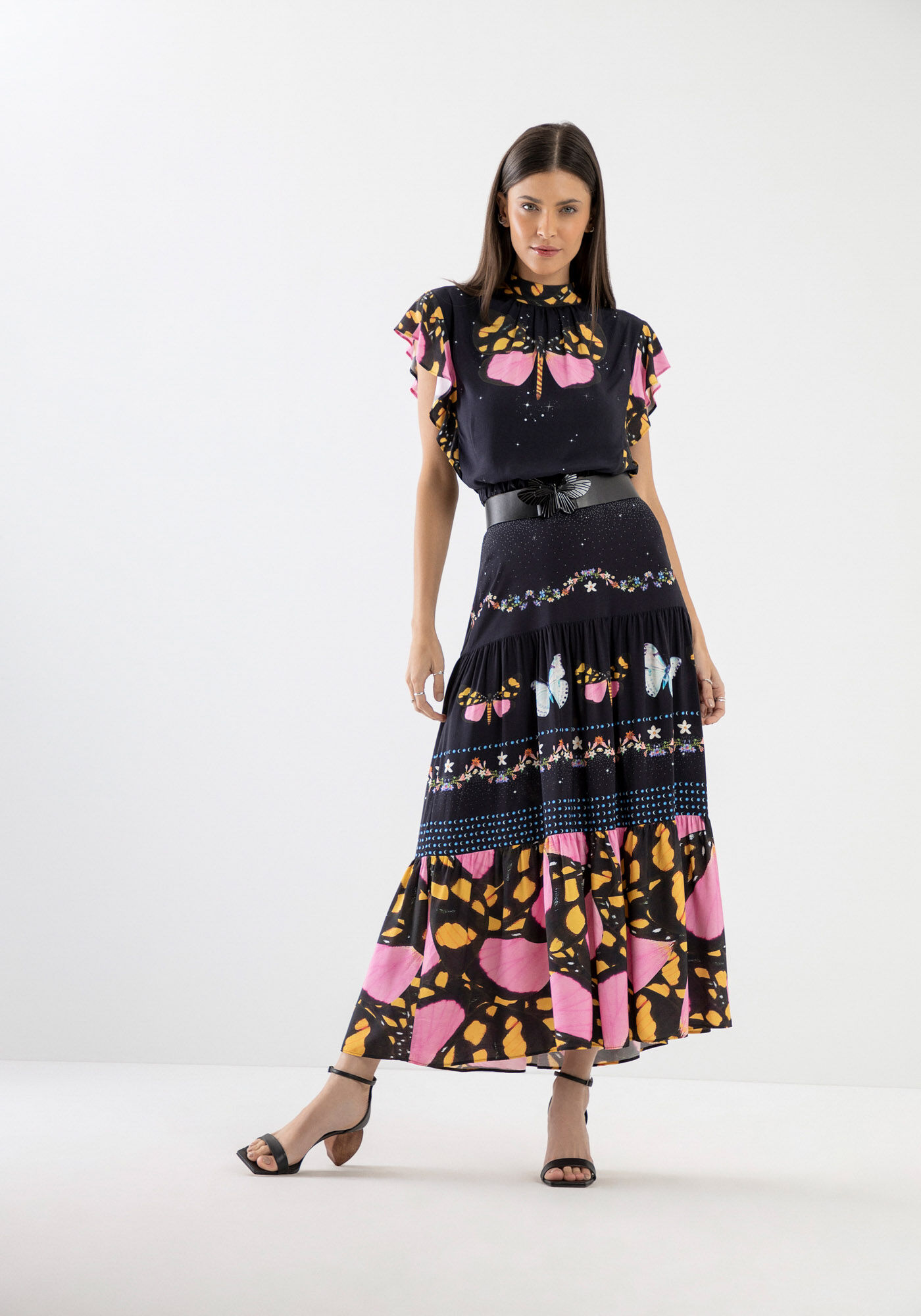 Saia Midi Evas&ecirc; em Viscose com Estampa Frut&aacute;rio, , large.