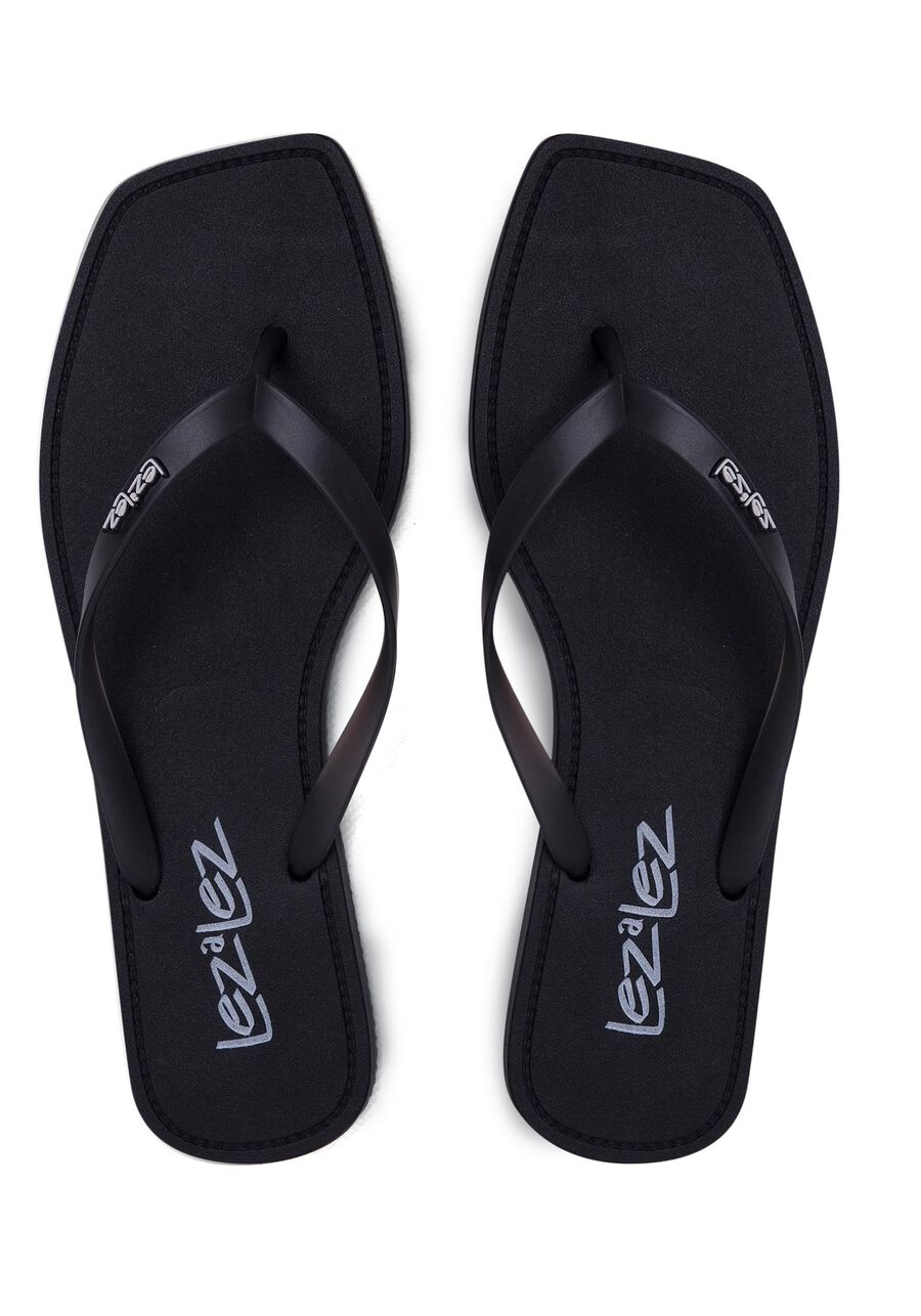 Chinelo Lez a Lez com Bico Quadrado, PRETO REATIVO. Chinelo Lez a Lez com Bico Quadrado, PRETO REATIVO, large.