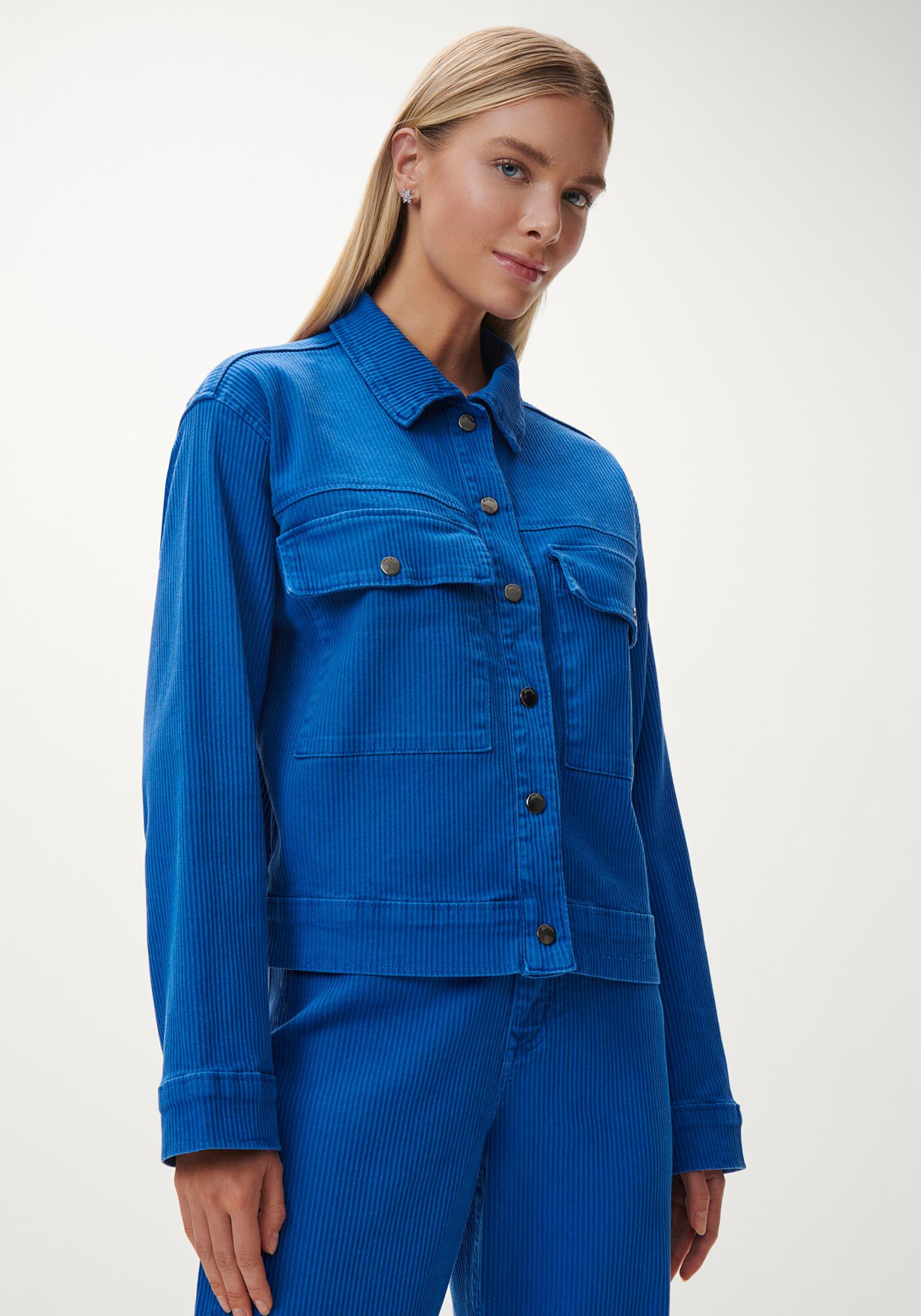 Jaqueta Cotel&ecirc; Manga Longa com Bolsos, AZUL BLUE BELL, large.