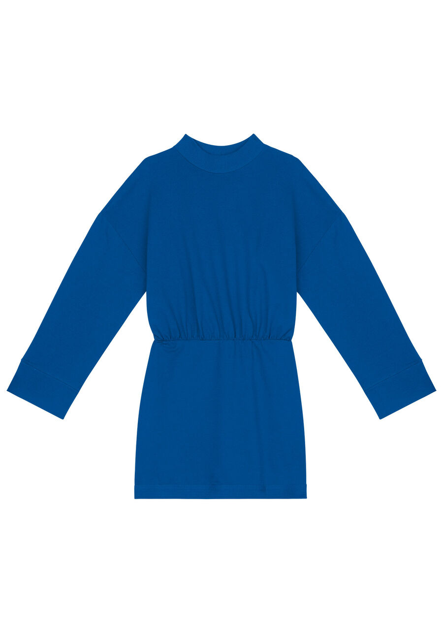Vestido Curto Manga Longa em Molecotton, AZUL BLUE BELL, large.
