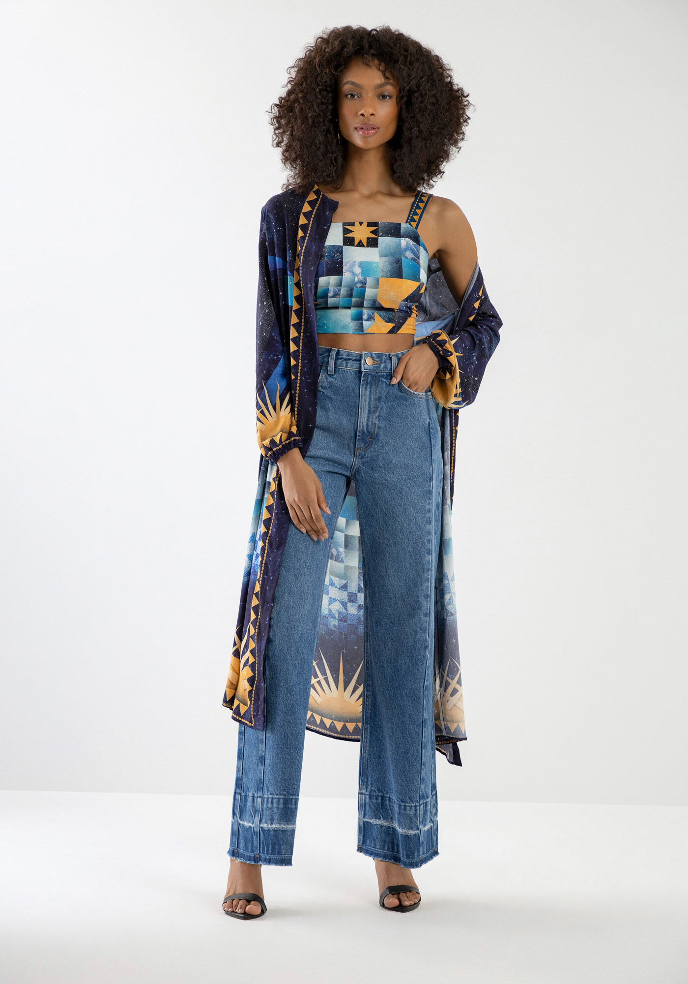 Blusa Cropped Estampada com Bordado Al&ccedil;as, , large.