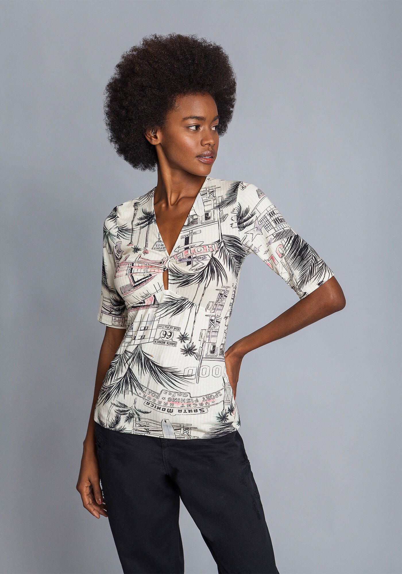 Blusa Manga 3/4 Estampada, , large.