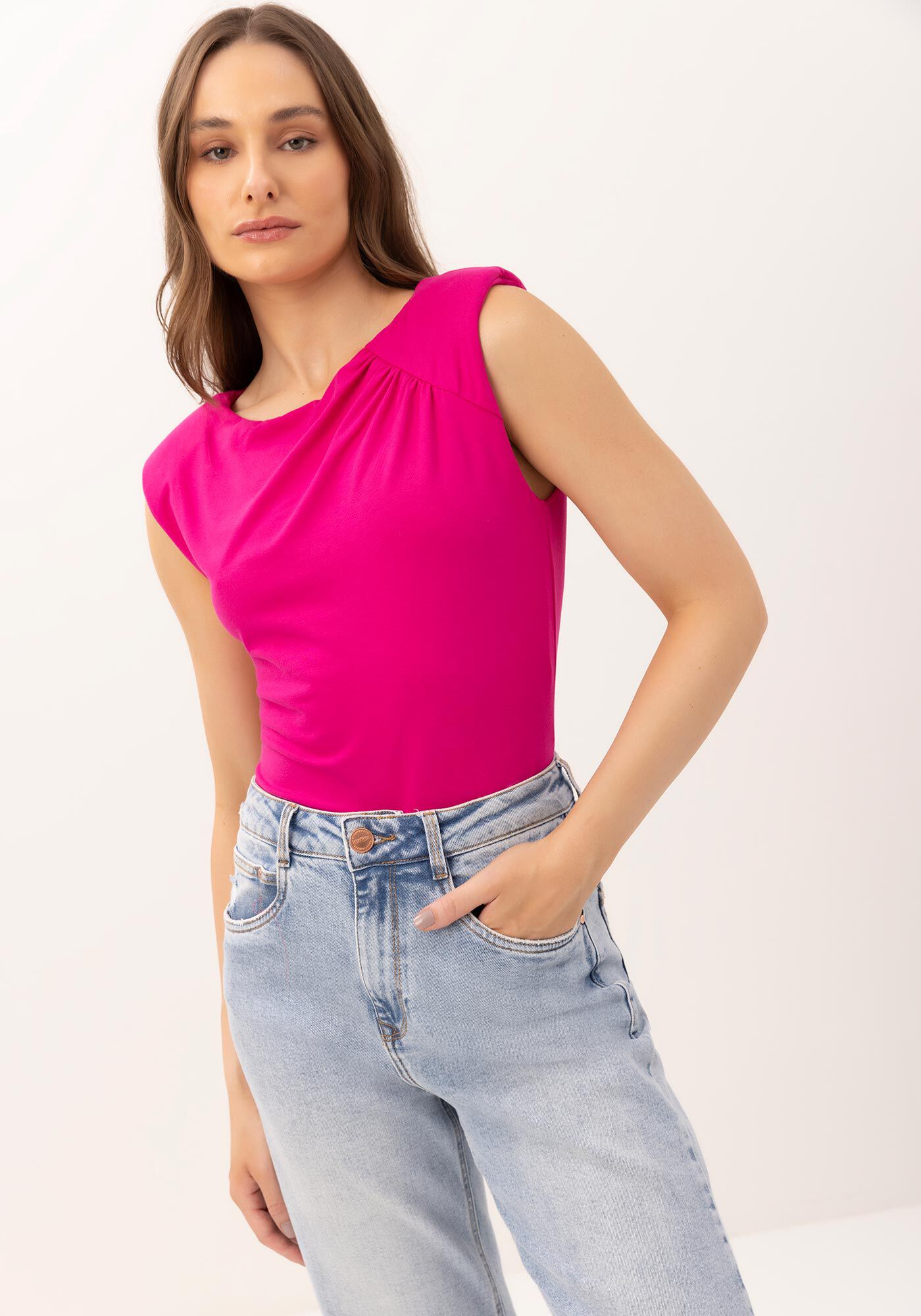 Regata em Malha Power Franzida com Ombreira, , large.