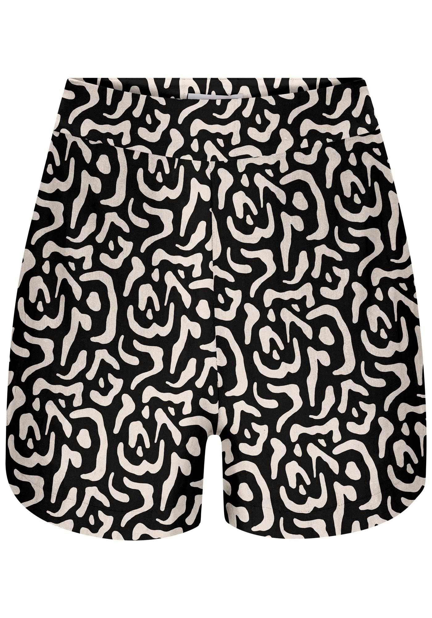 Shorts Cintura Alta em Linho Estampado, , large.