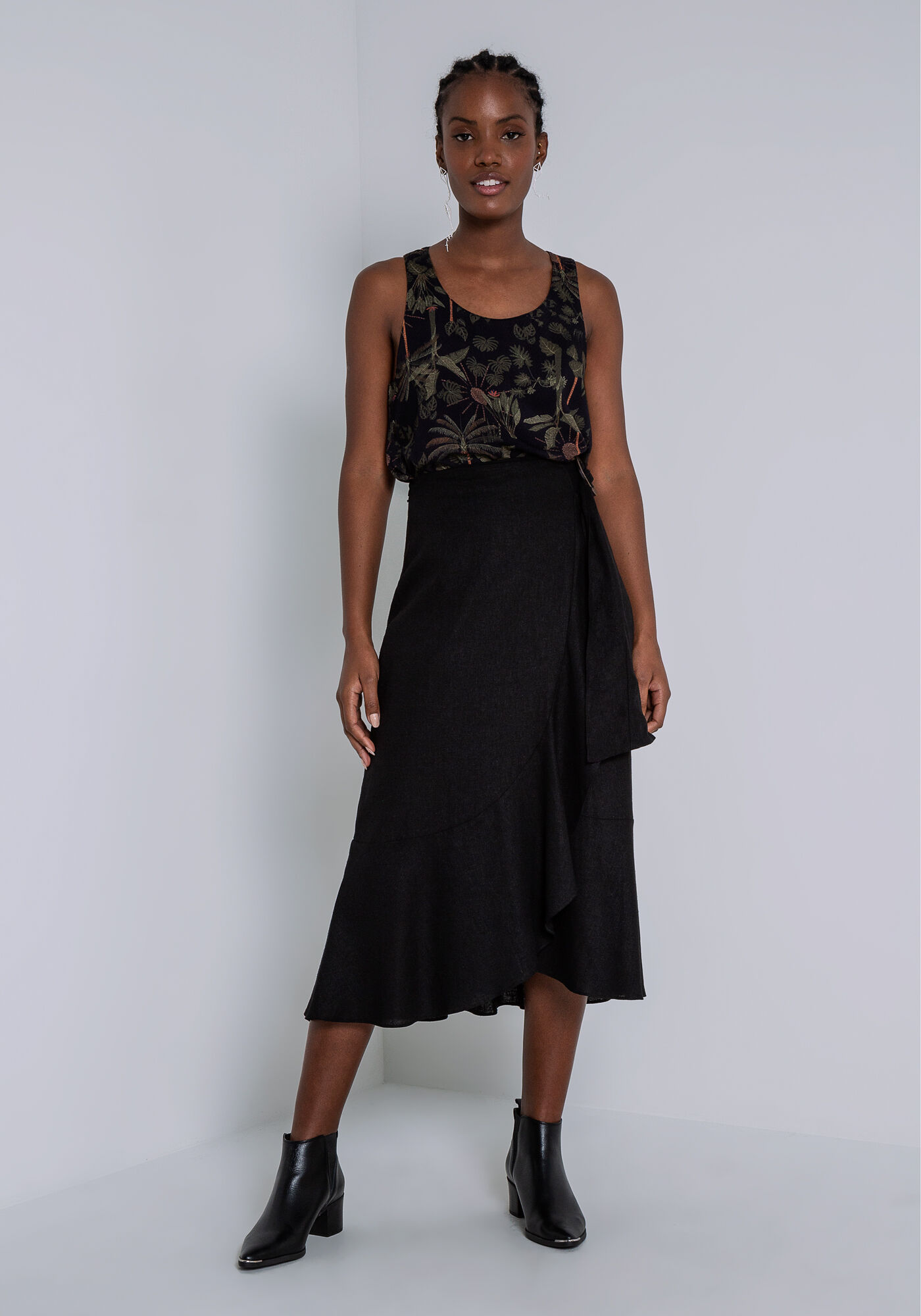 Regata Decote Redondo em Viscose Estampada, SONHO TROPICAL, large.