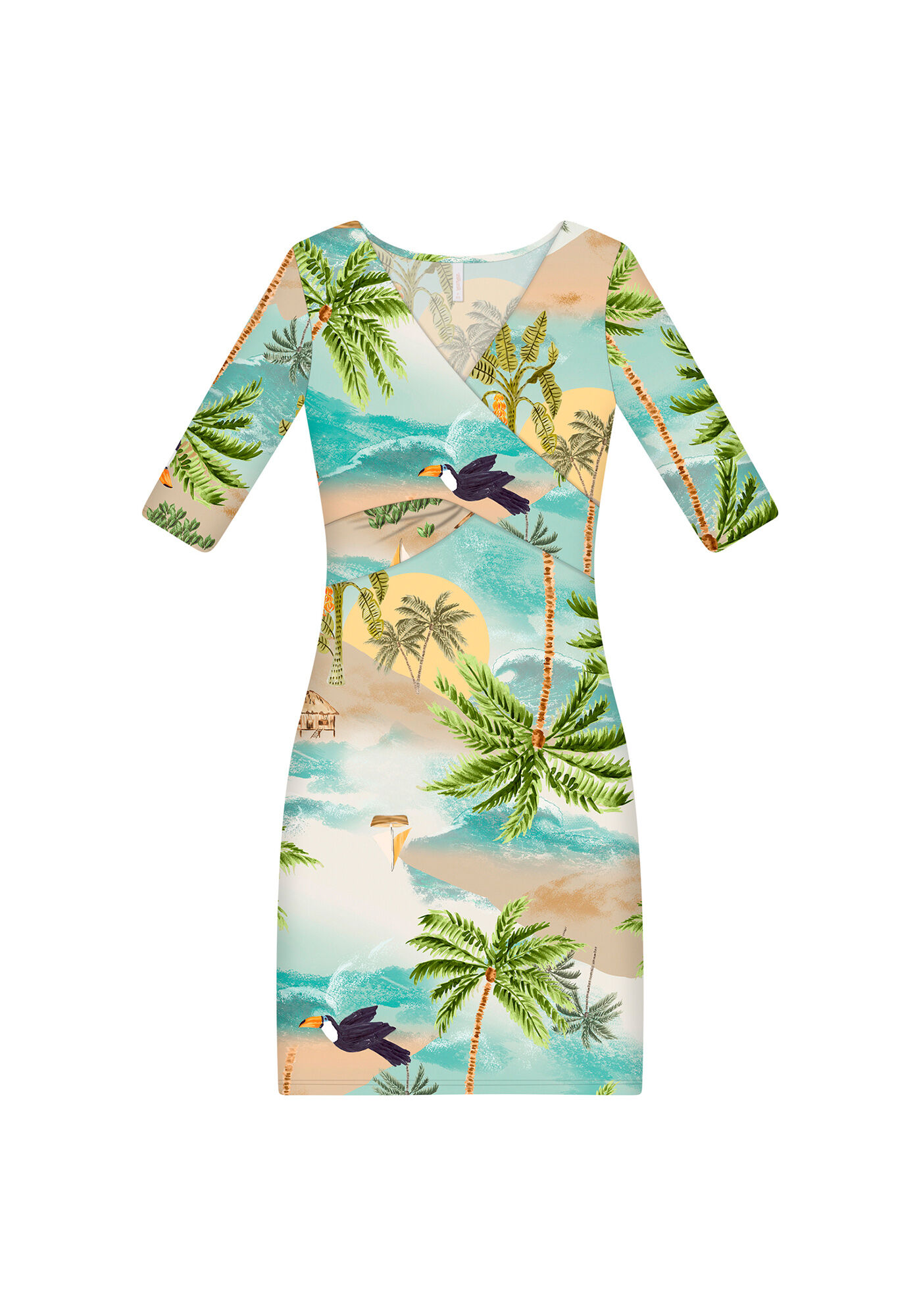 Vestido Manga 3/4 Transpasse, , large.