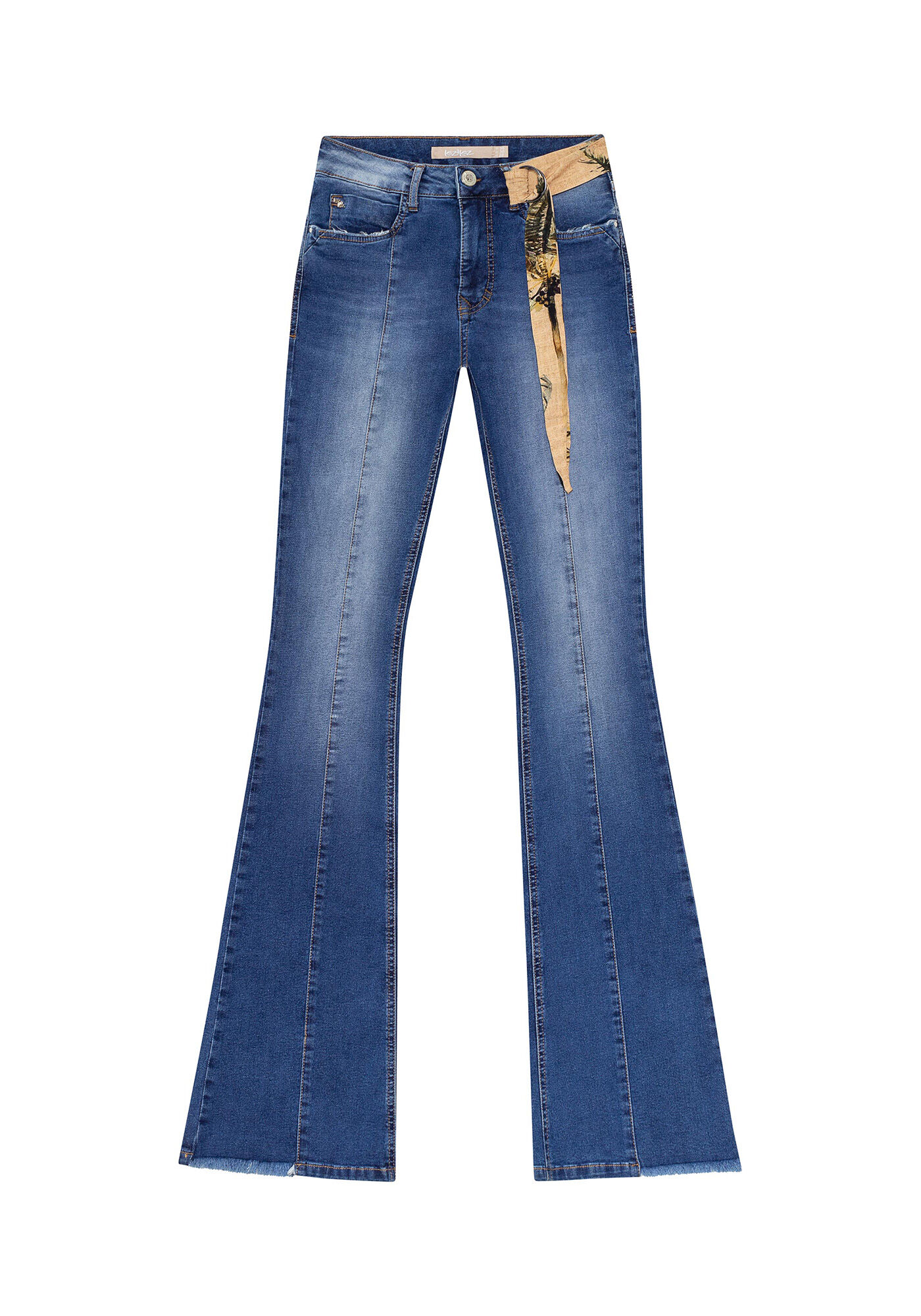 Calça flare com recorte sale no joelho