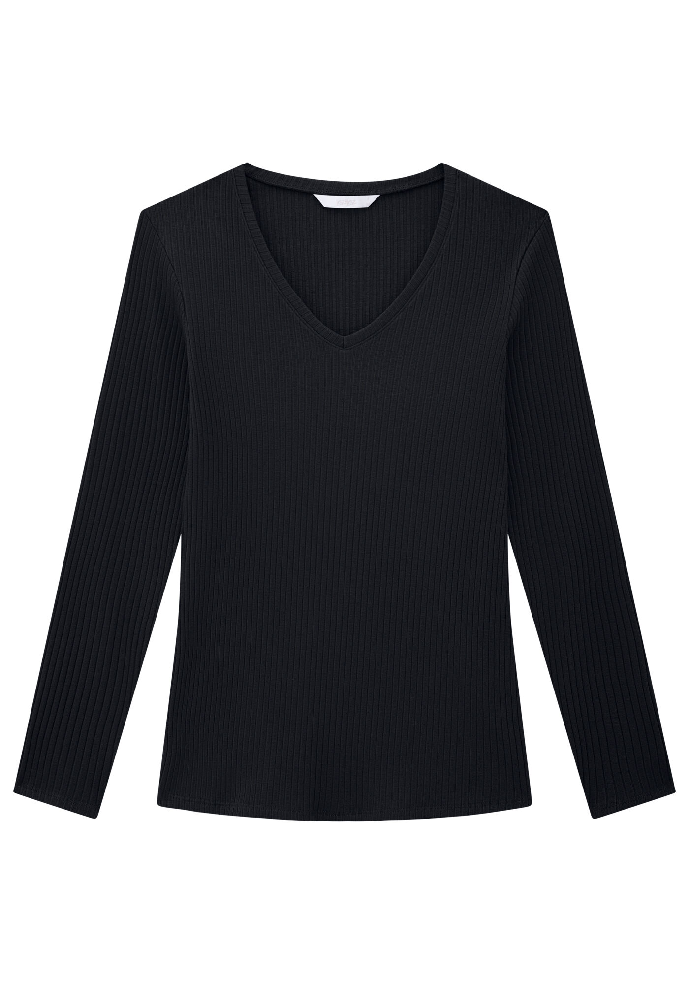 Blusa Manga Longa em Malha Decote V, , large.