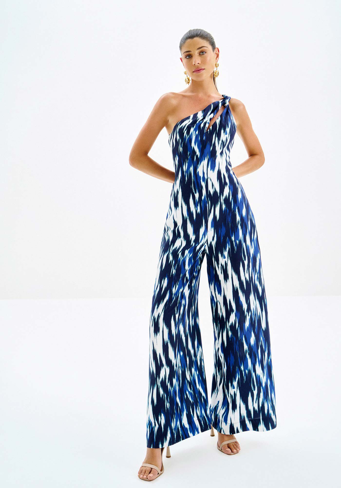 Macac&atilde;o Longo Estampado Um Ombro S&oacute;, , large.