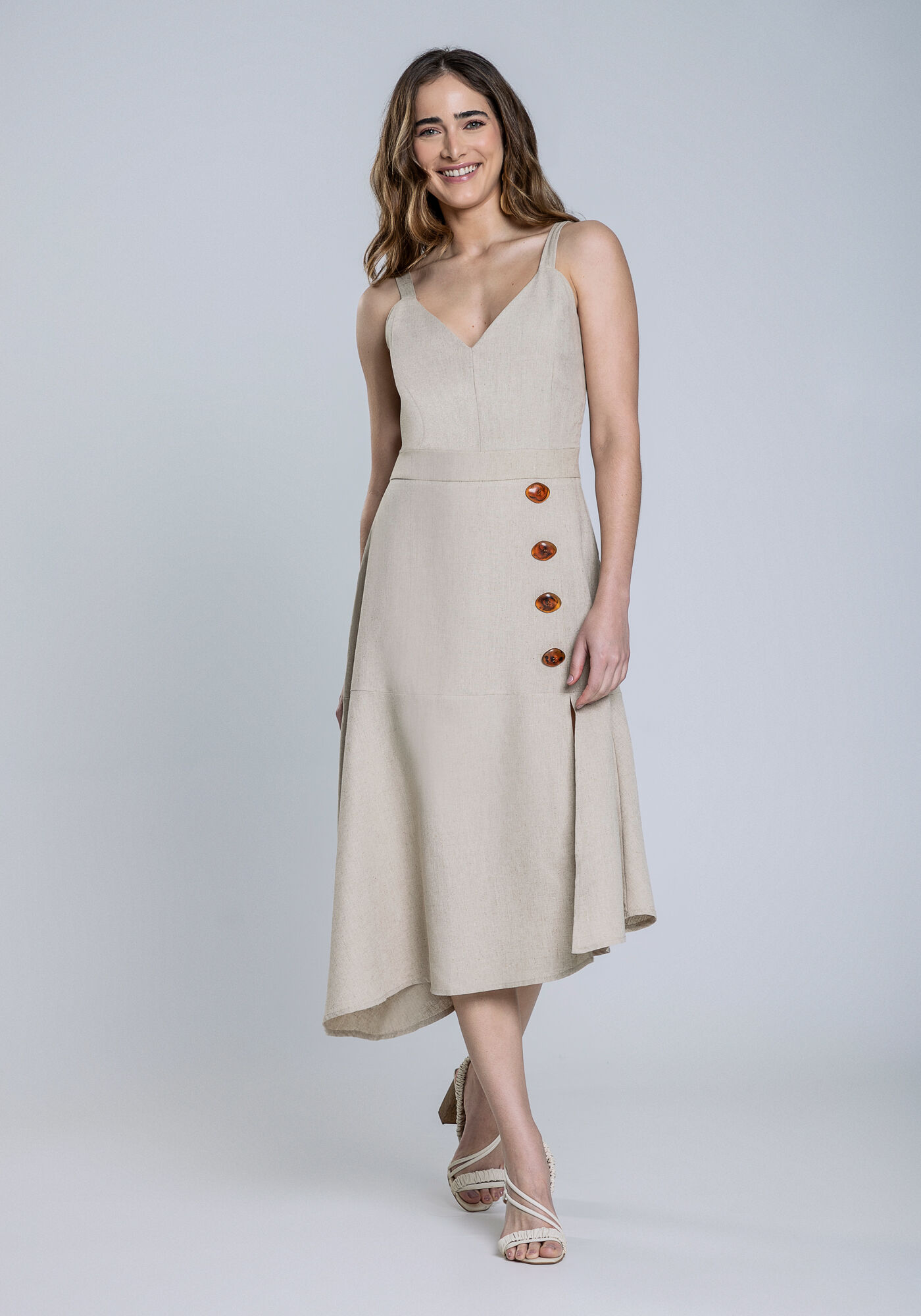 Vestido de hot sale linho bege