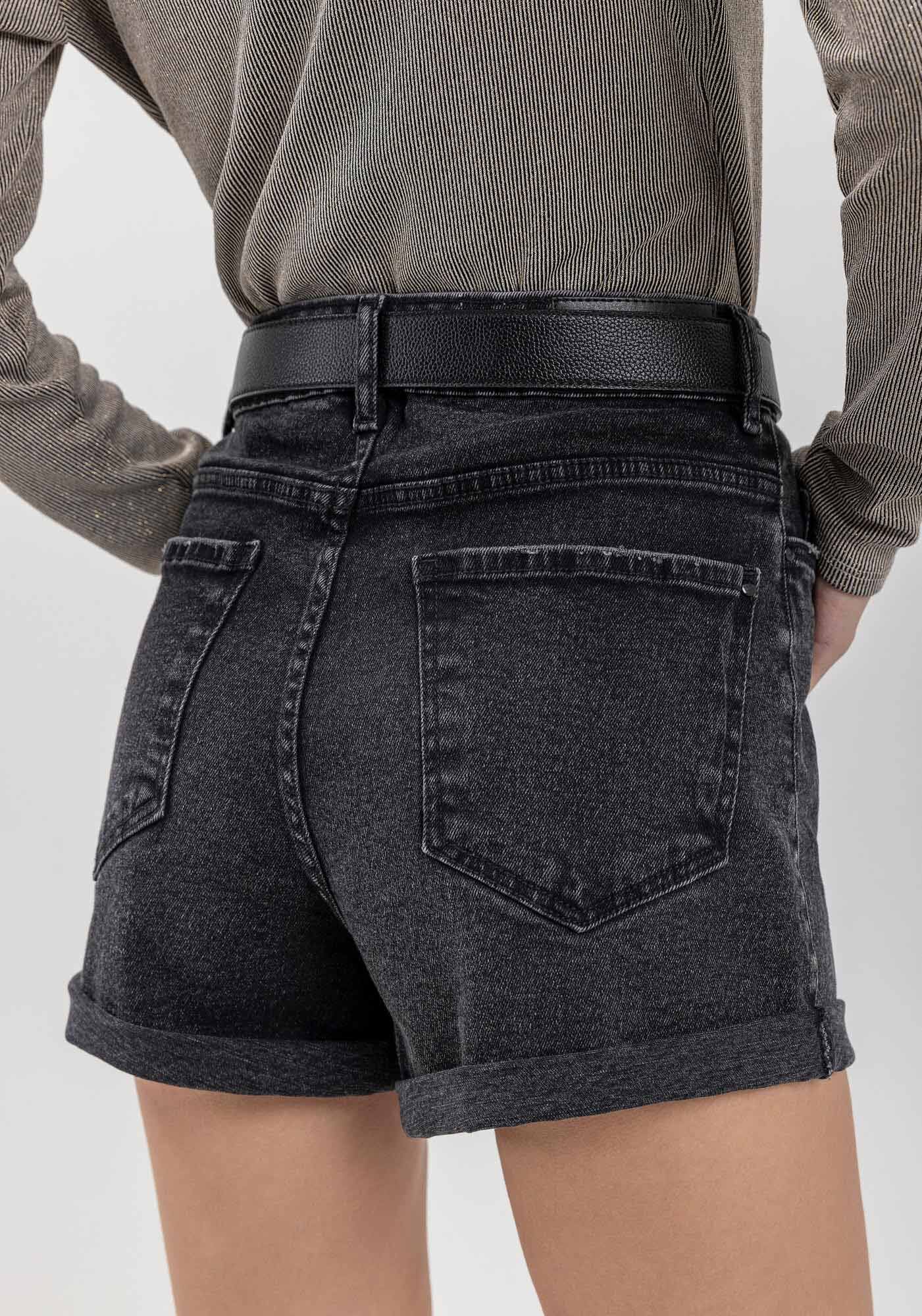 Shorts Jeans Hot Pant Estonado Com Cintura Alta, , large.