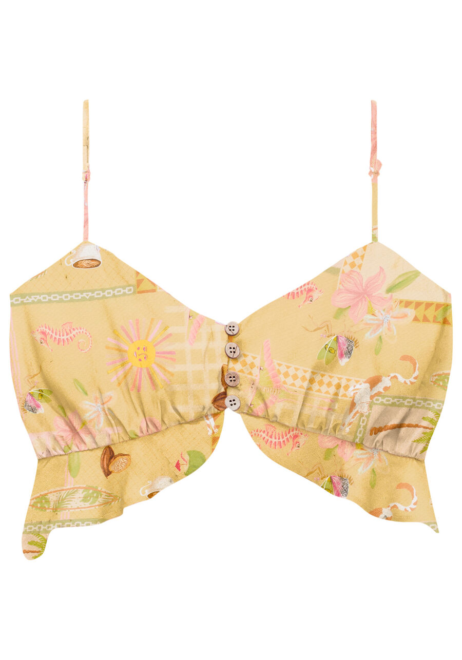 Blusa Cropped com Alças e Babados, . Blusa Cropped com Alças e Babados, , large.