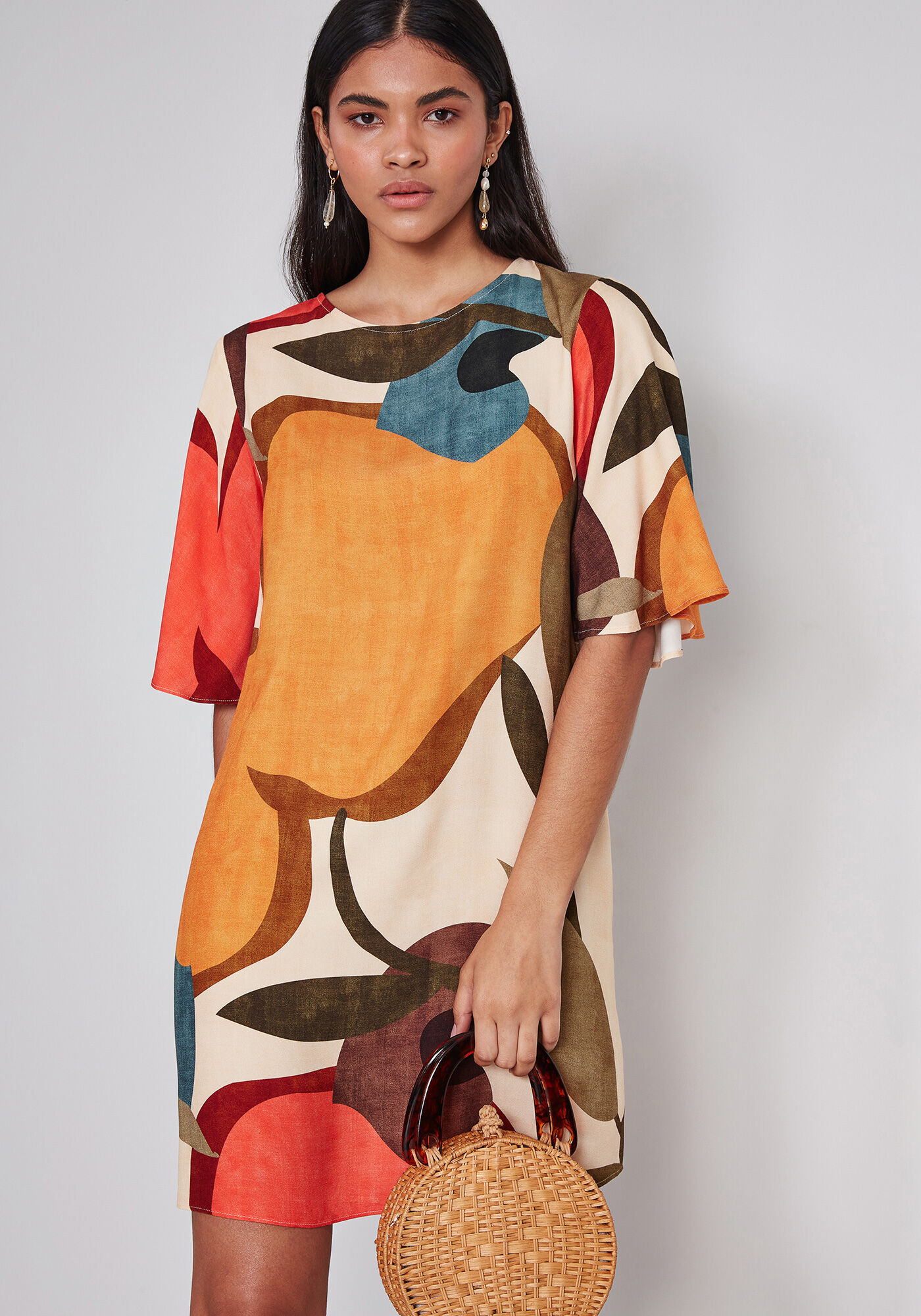 Vestido Curto Manga Sino Estampa Acai Lez a Lez