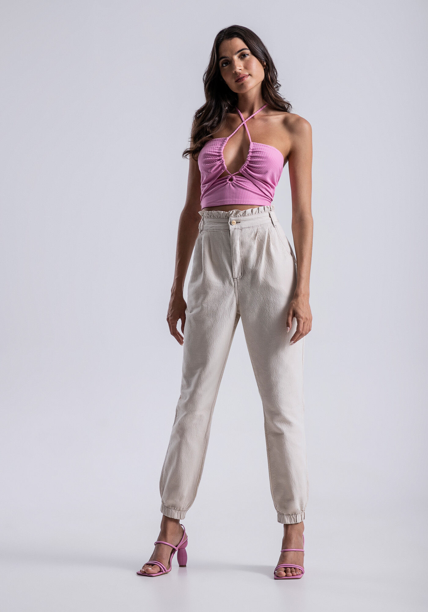 Blusa Frente &Uacute;nica Cropped Canelada com Cut Out, , large.