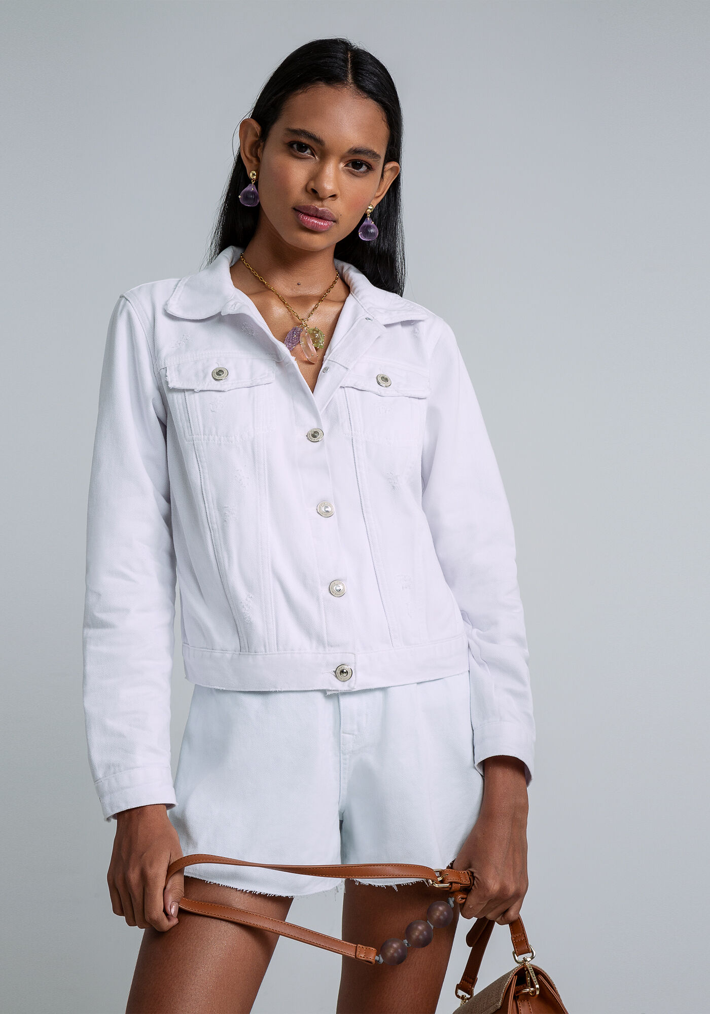 Jaqueta Manga Longa Sarja, BRANCO, large.