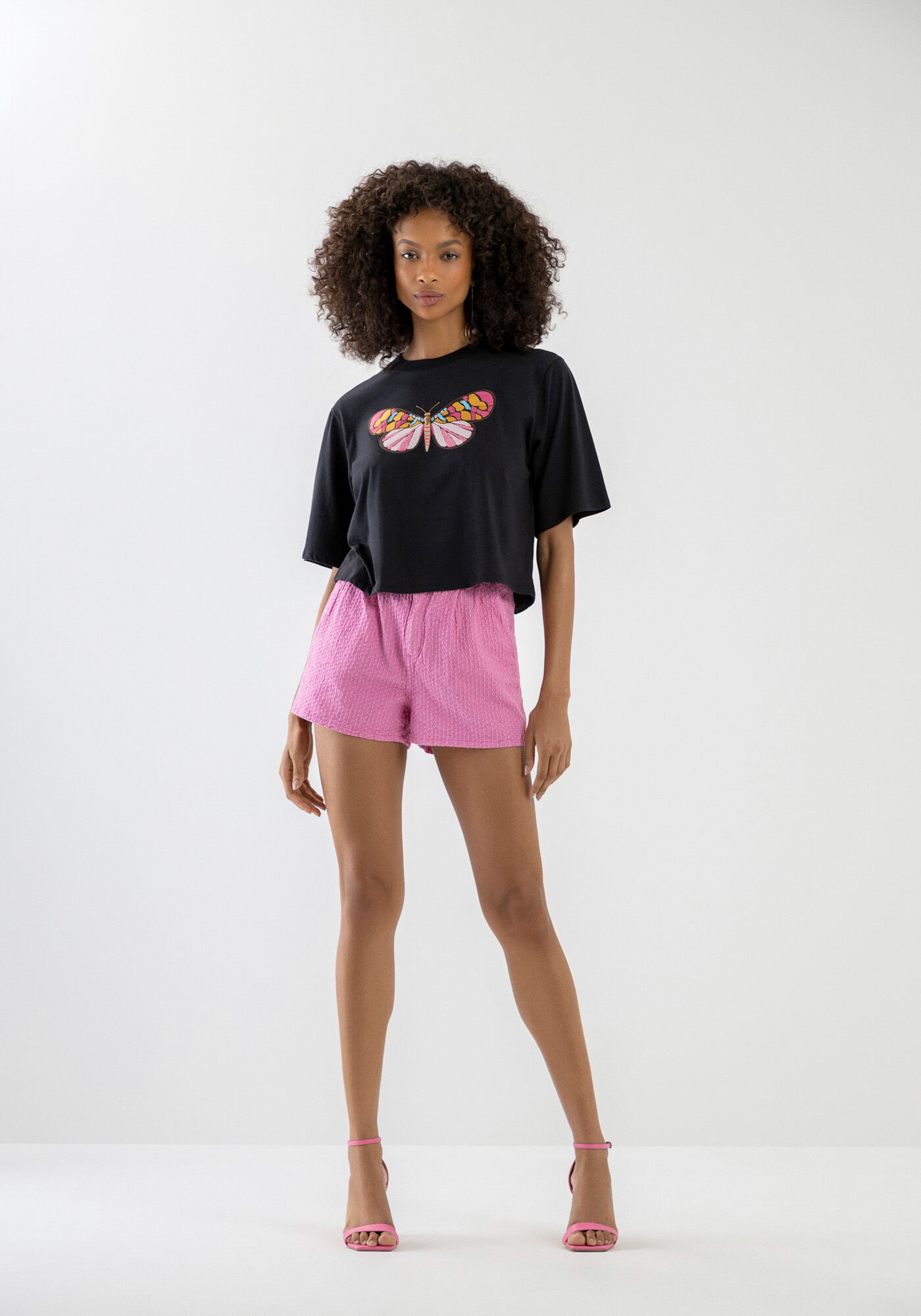T-shirt Oversized com Bordado Borboleta, , large.