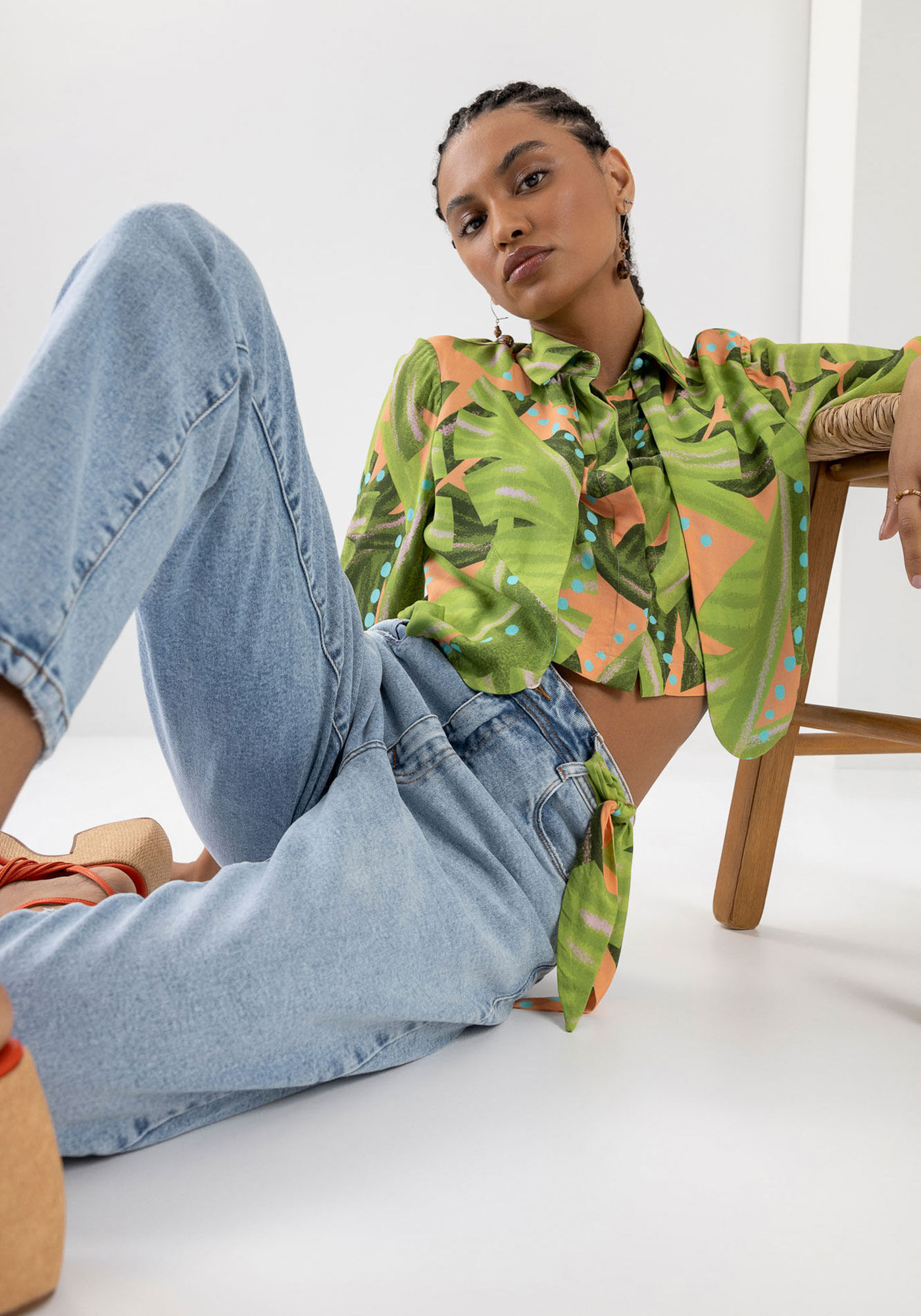 Calça jeans estampada floral cheap
