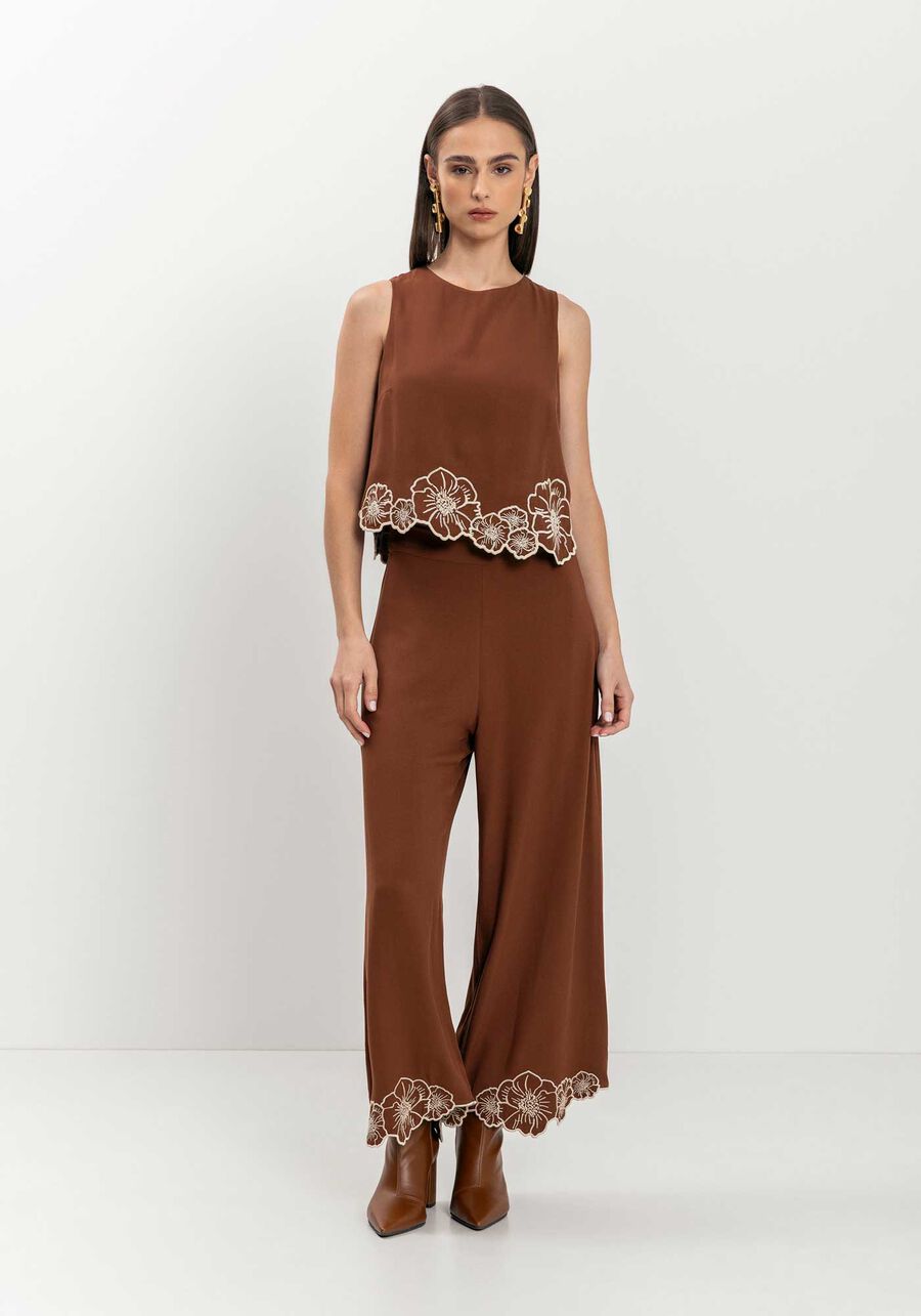 Blusa Curta Com Barra Bordada Em Viscose, . Blusa Curta Com Barra Bordada Em Viscose, , large.