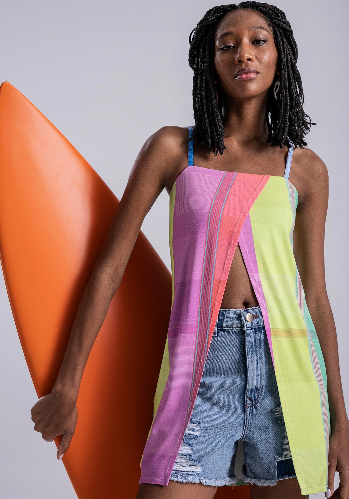 Blusa Alongada em Malha MVS Transpassada, , large.