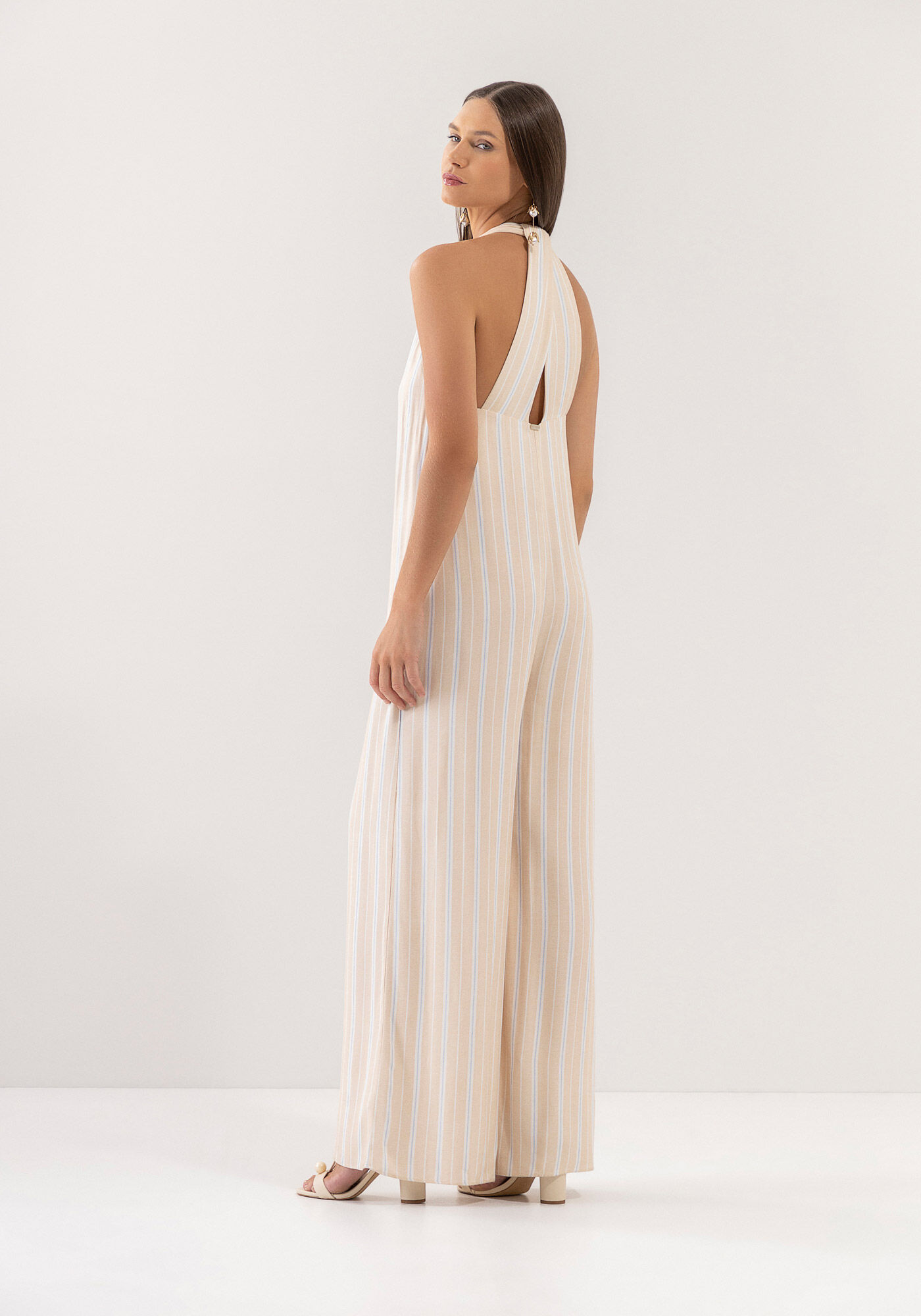 Macac&atilde;o Longo Listrado em Viscose com Cinto, , large.