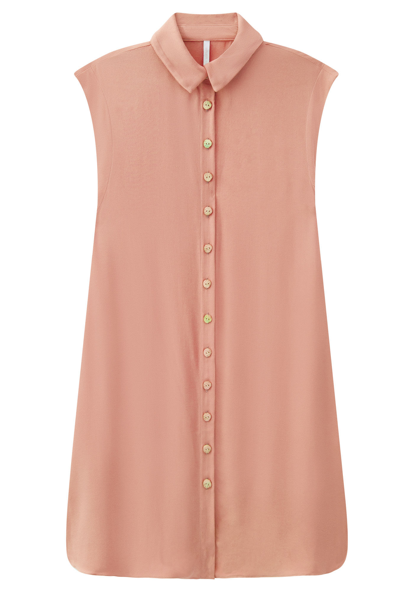 Vestido Curto Chemise em Malha com Recorte, , large.