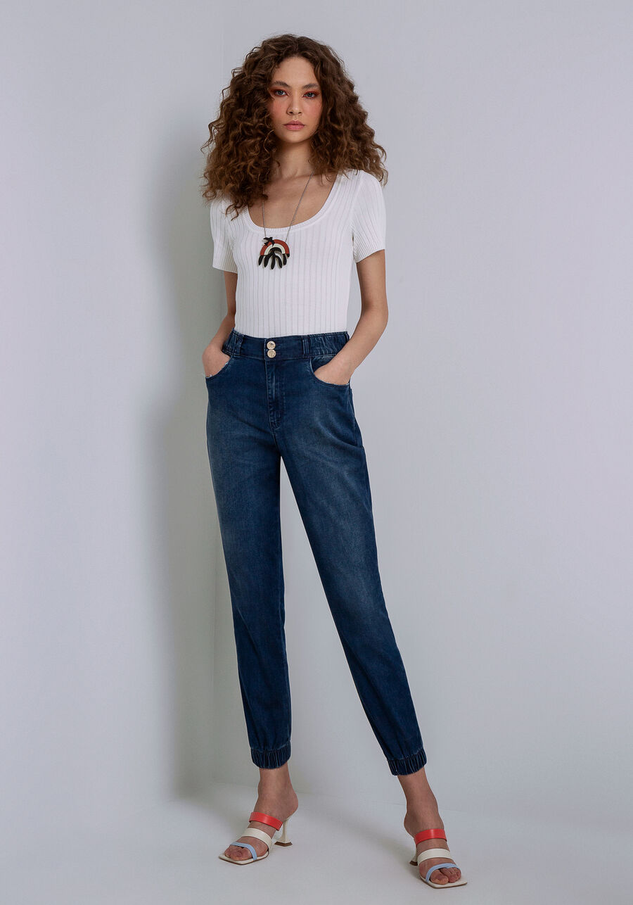 Calça Jeans Jogging Elastic Denim, JEANS. Calça Jeans Jogging Elastic Denim, JEANS, large.