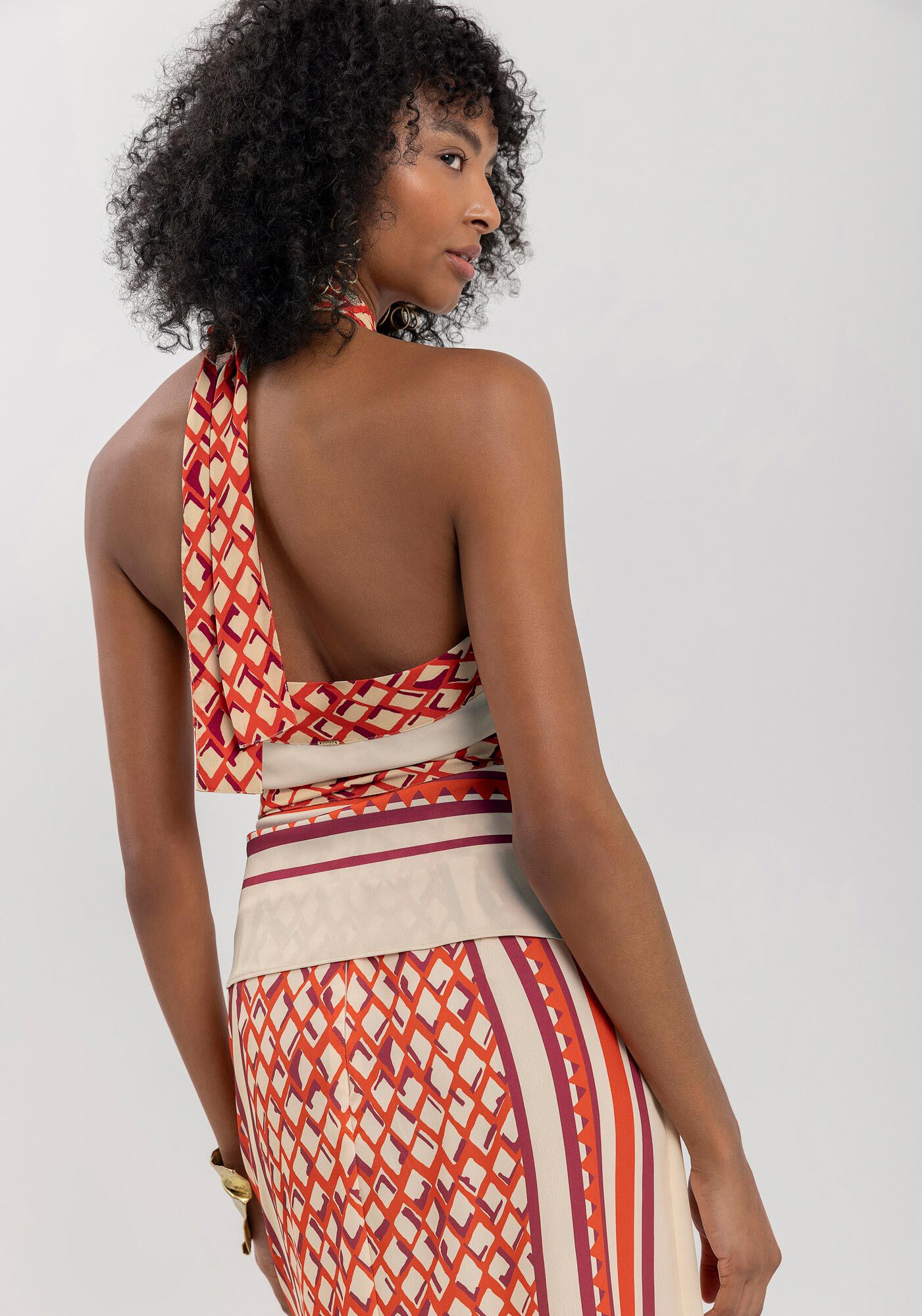 Blusa Frente &Uacute;nica Estampada Com Amarra&ccedil;&atilde;o, , large.