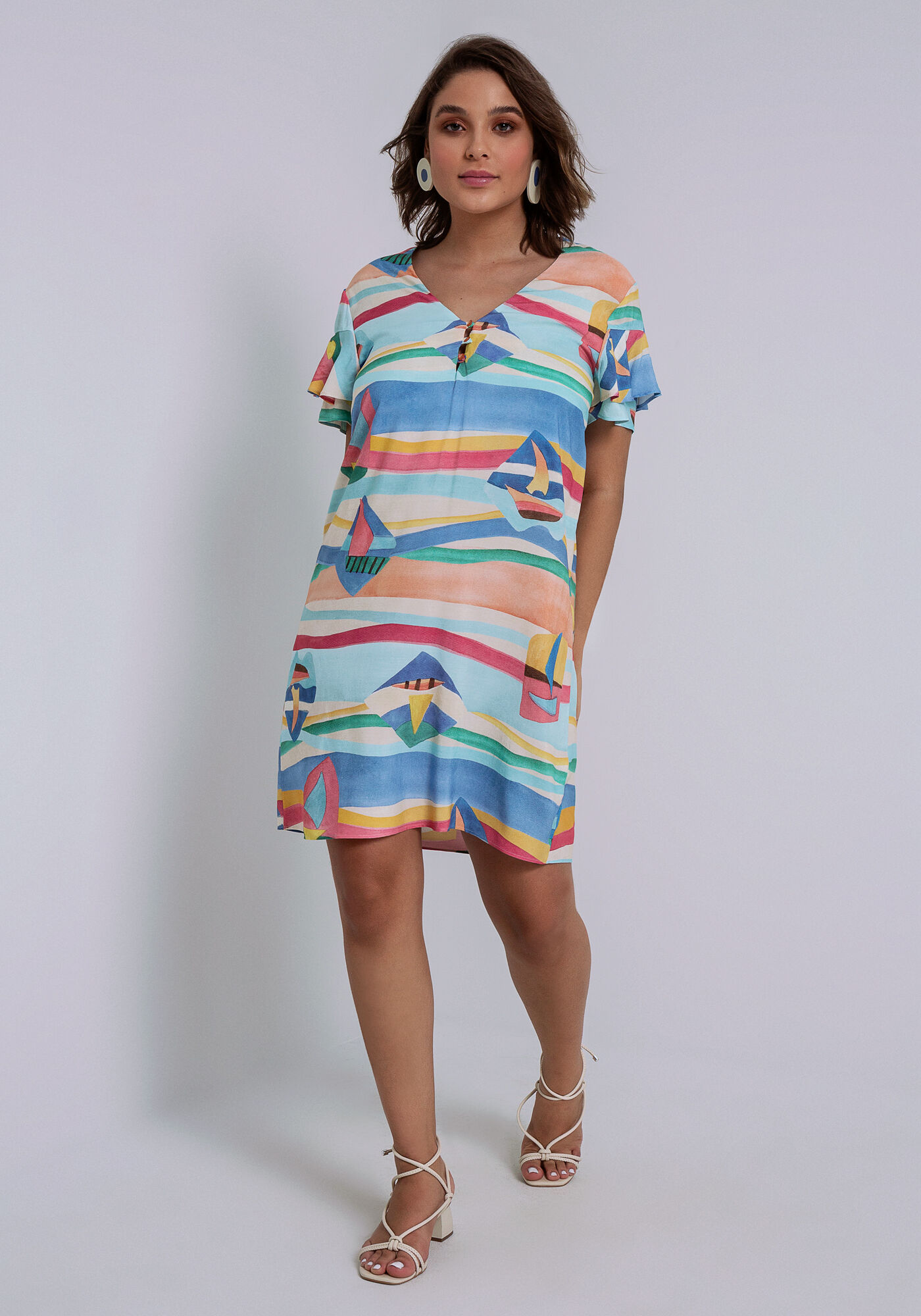 Vestido estampado de babado top