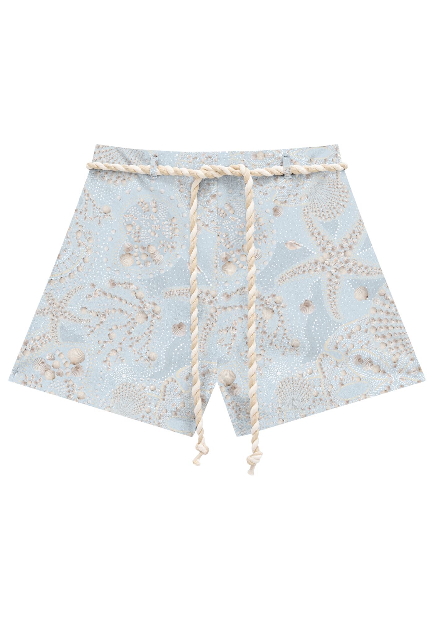 Shorts Estampado em Linho com Cinto Corda, , large.