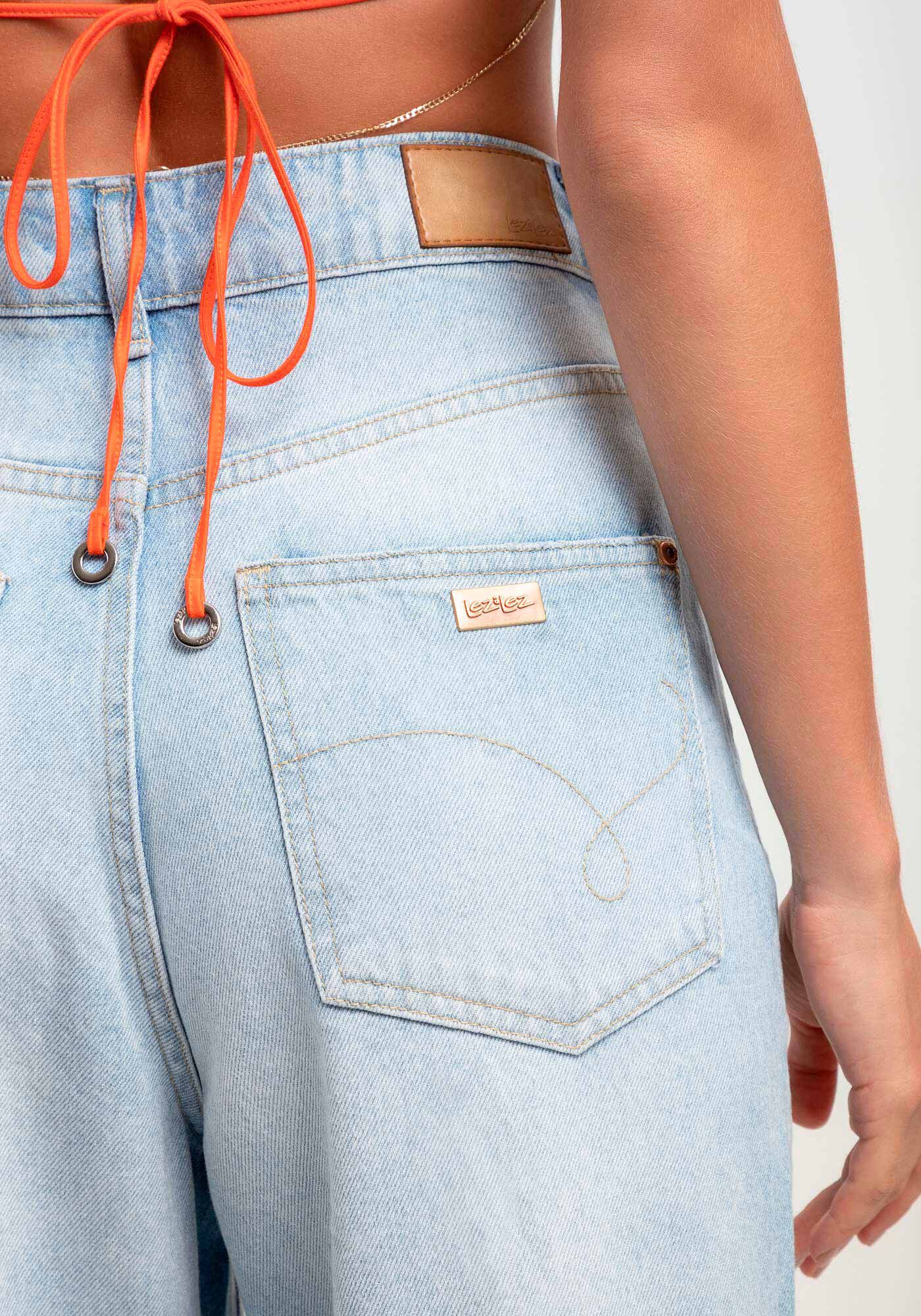 Cal&ccedil;a Jeans Wide Leg com Cut Out, JEANS, large.