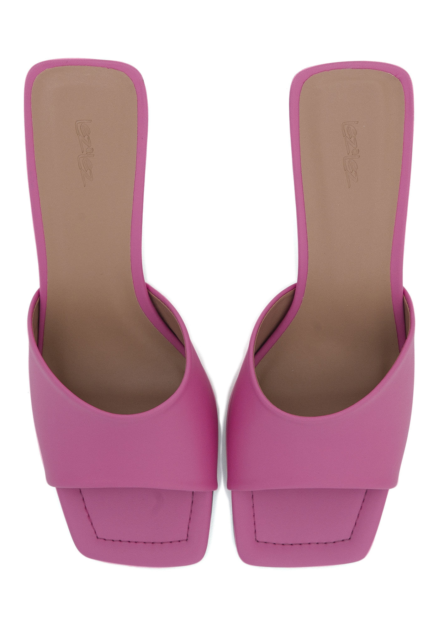 Sand&aacute;lia Mule em Couro com Salto Fino, SALMAO MELANIE, large.