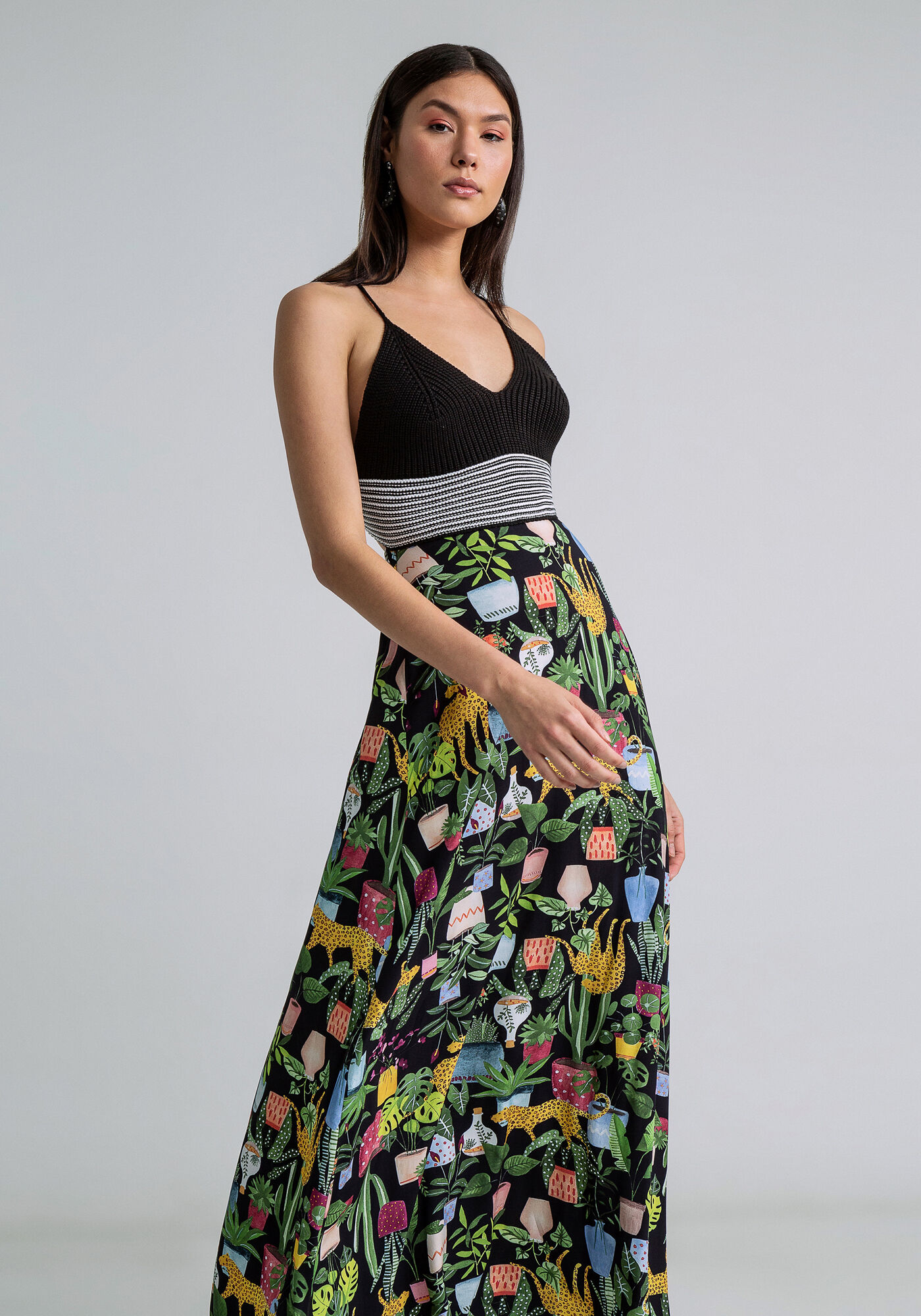 Vestido Longo Busto Tric&ocirc; Estampado, INSTINTO, large.