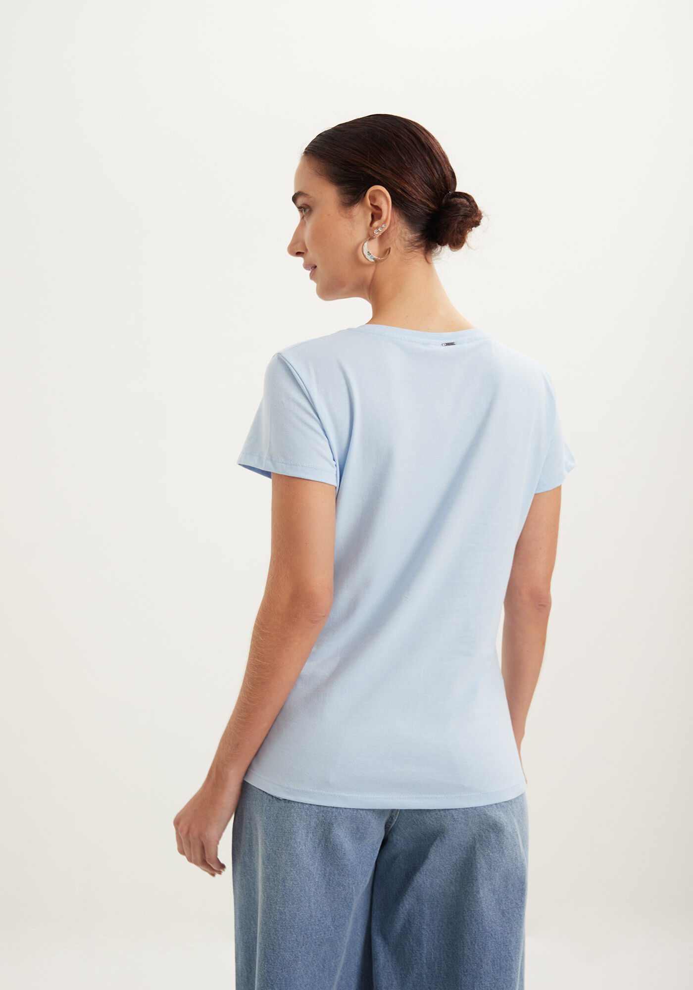 Blusa T-shirt De Mangas Curtas Em Algod&atilde;o Com Assinatura, , large.