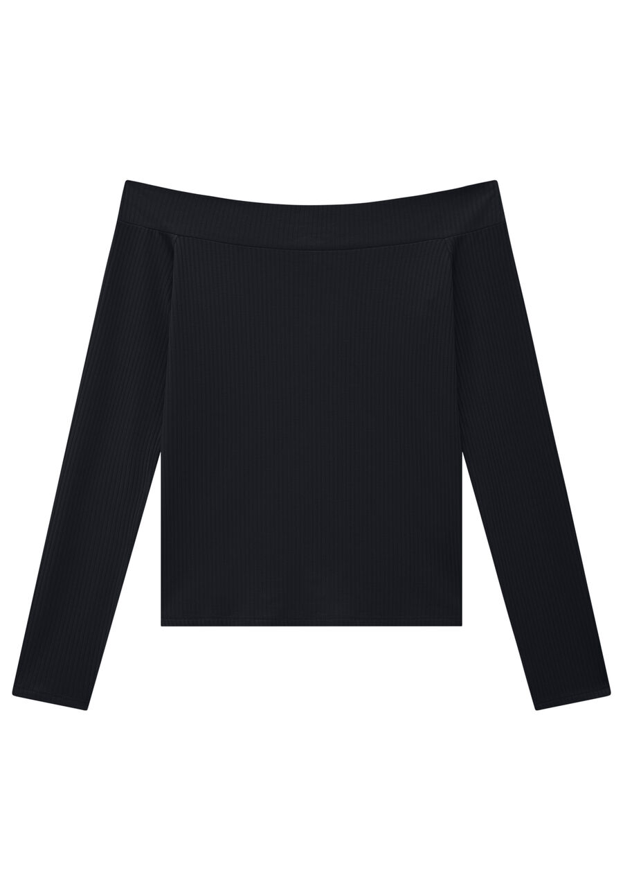Blusa Manga Longa em Malha Ombro a Ombro, . Blusa Manga Longa em Malha Ombro a Ombro, , large.
