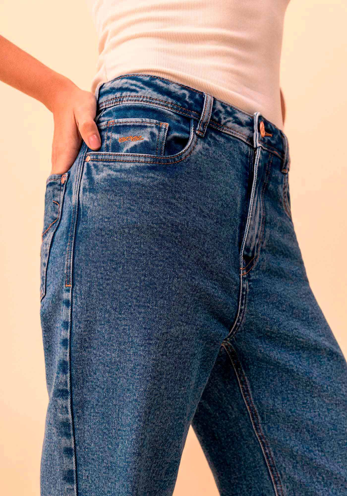 Cal&ccedil;a Jeans Wide Leg Comfort Com Cintura Alta E Elastano, JEANS, large.