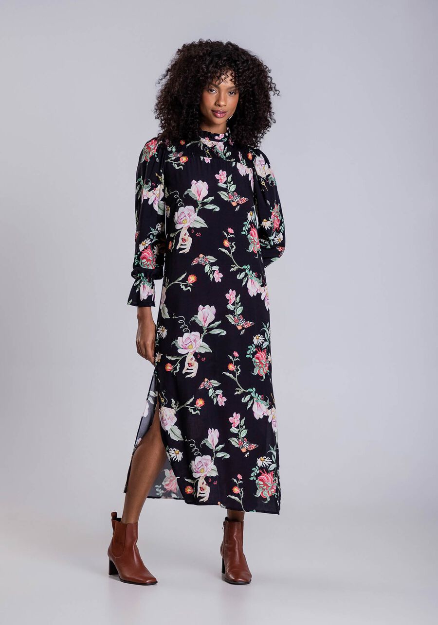 Vestido Midi Estampado com Lastex Cinto, . Vestido Midi Estampado com Lastex Cinto, , large.