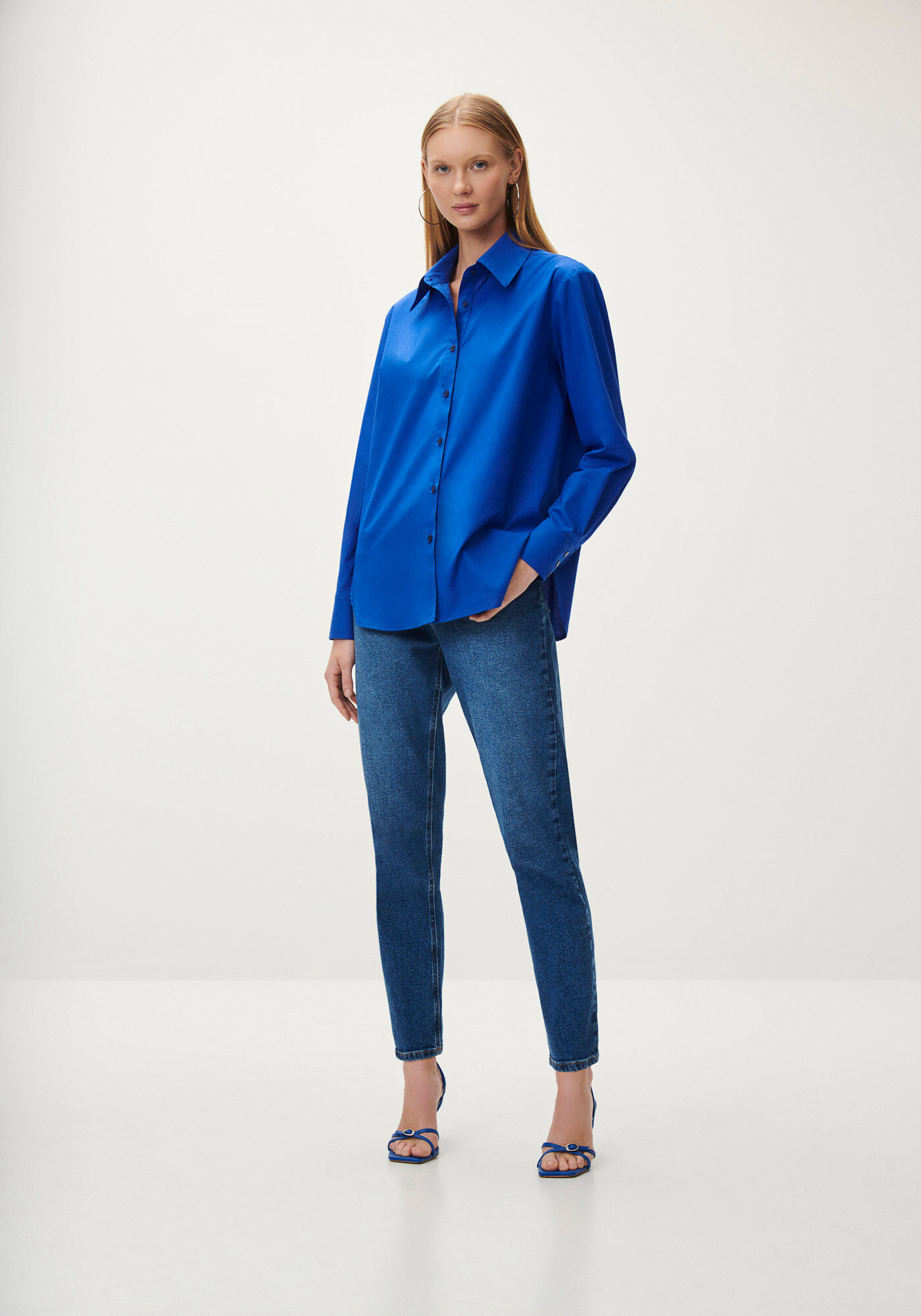 Camisa Manga Longa em Tricoline Oversized, , large.