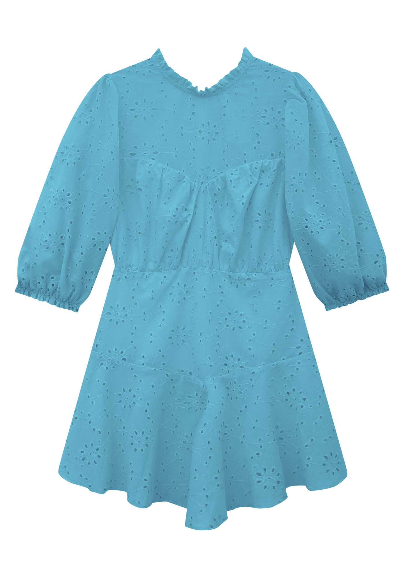 Vestido Curto em Laise com Babados, , large.