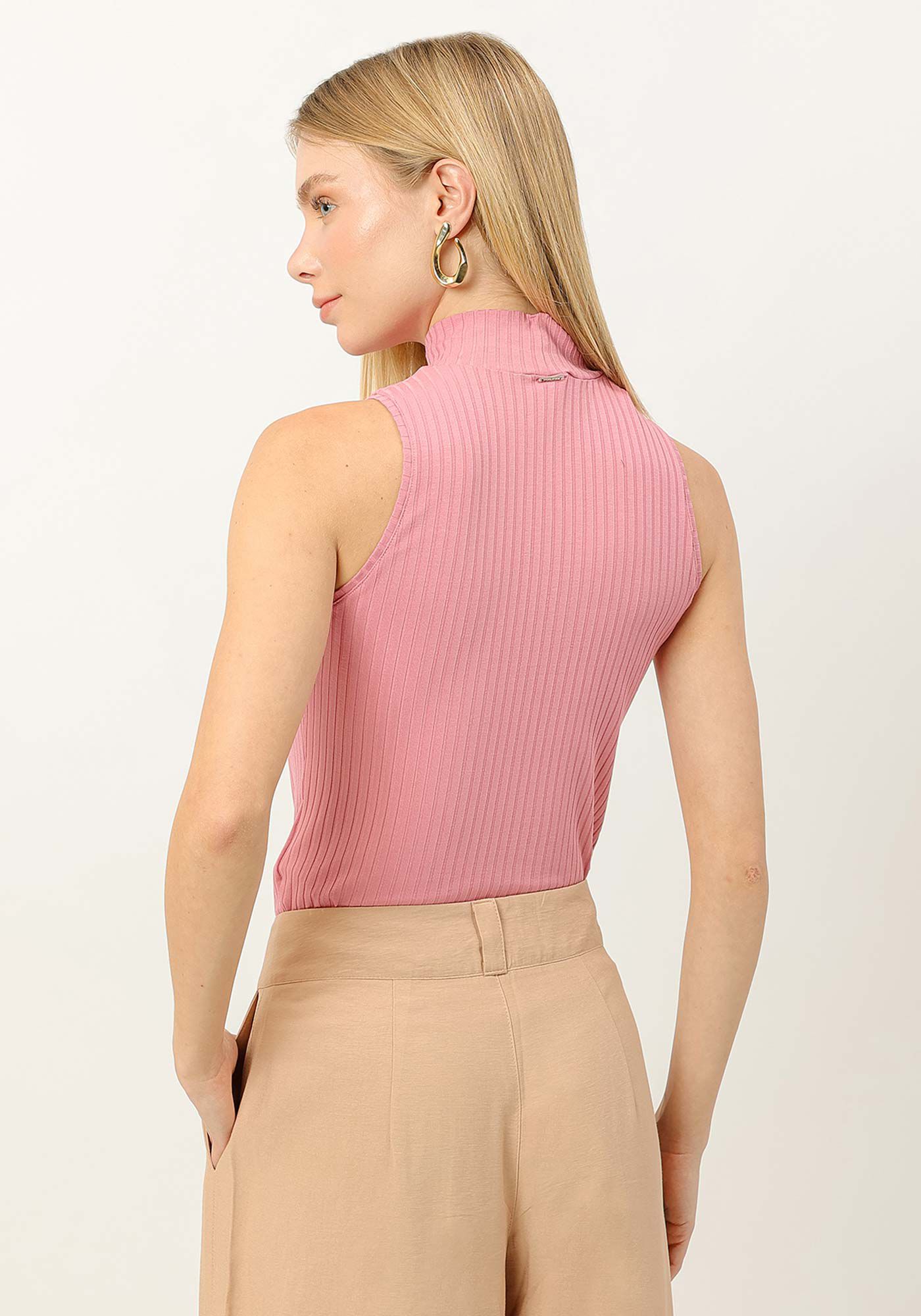 Regata Canelada com Gola Alta, , large.