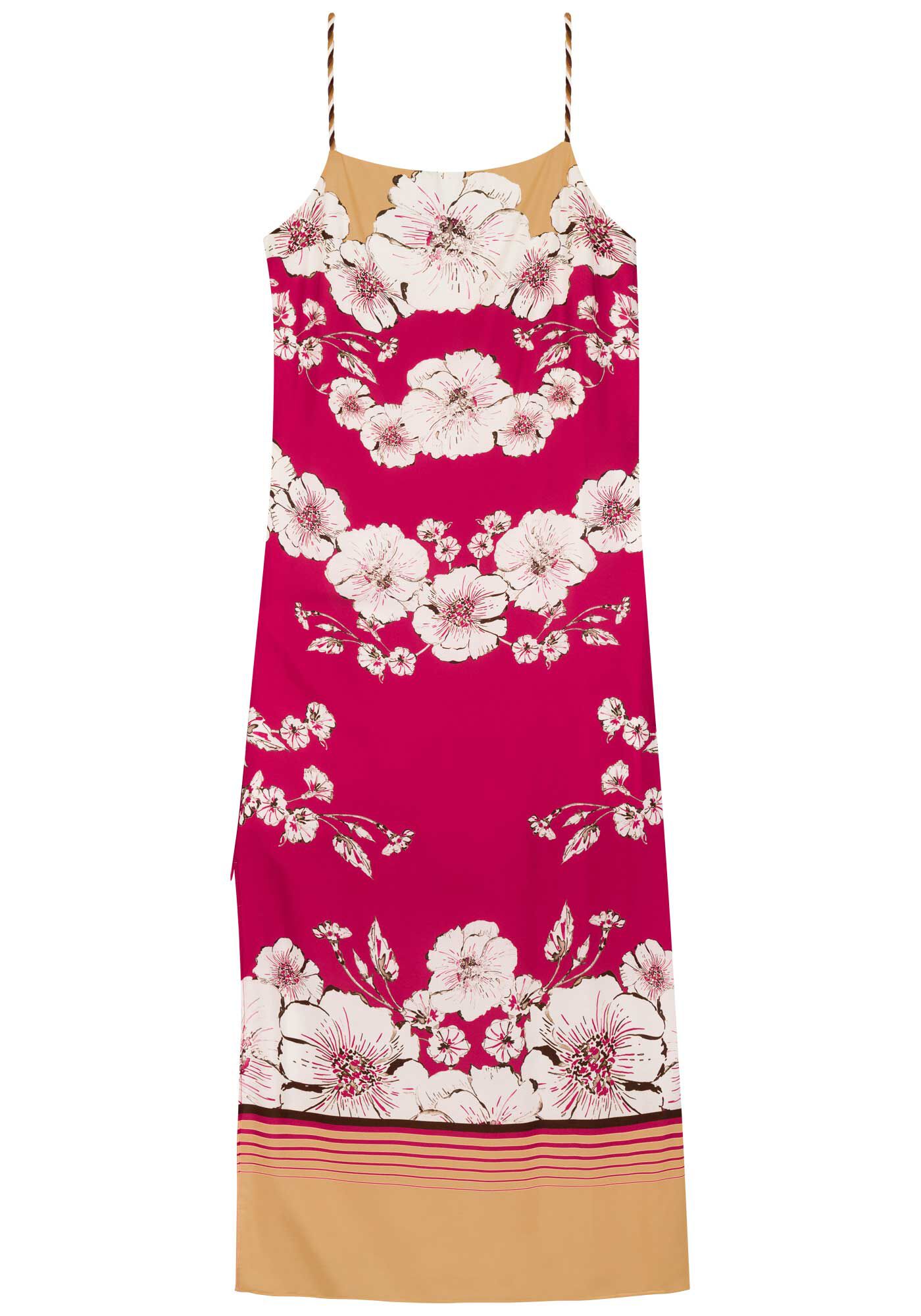 Vestido Estampado De Al&ccedil;as Com Fenda Lateral E Decote Reto, LILY VERMELHO, large.