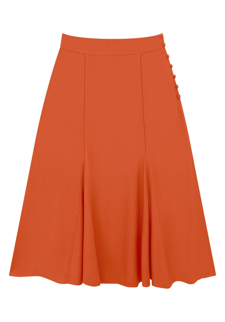 Saia Midi em Crepe com Botões, . Saia Midi em Crepe com Botões, , large.