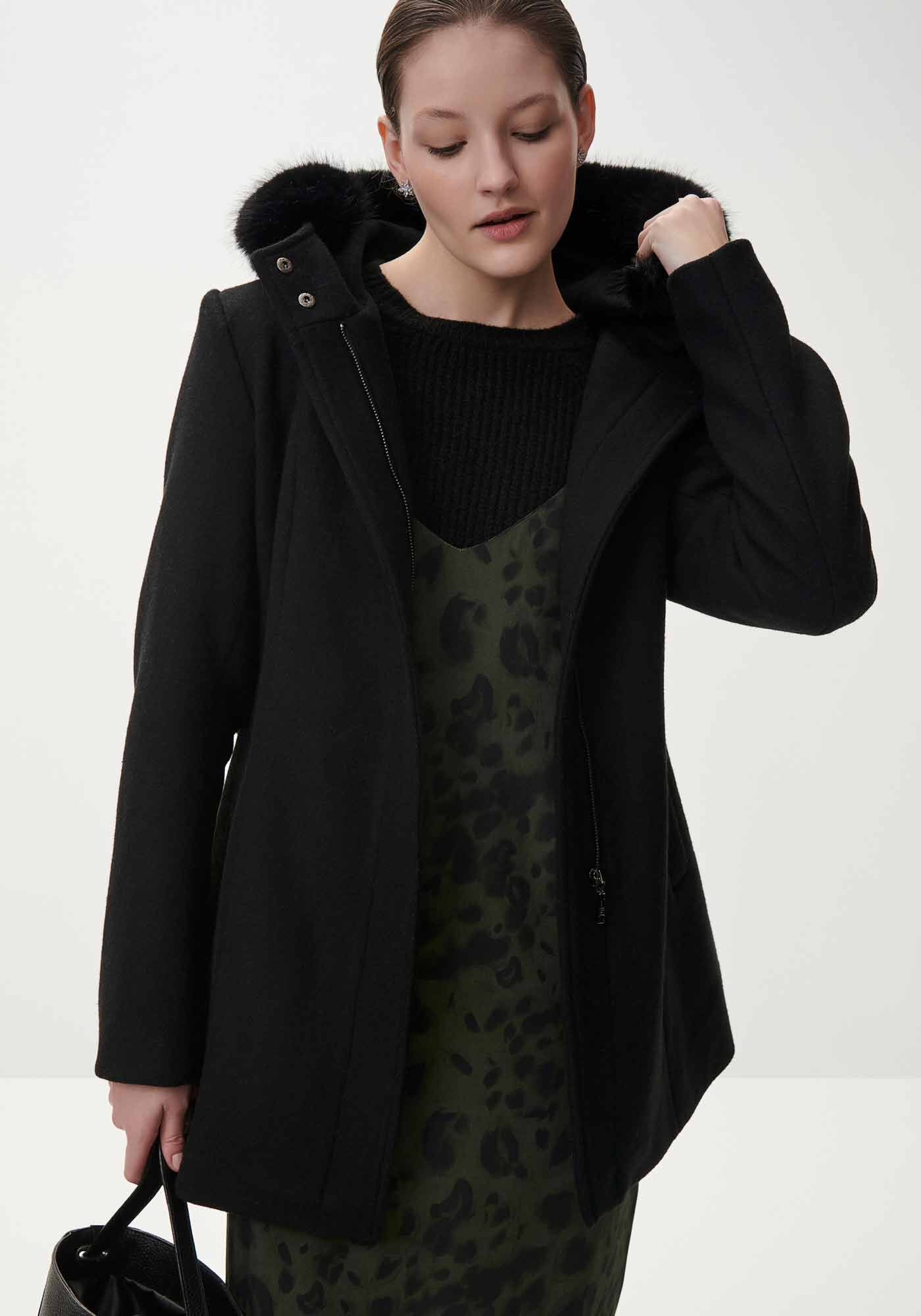 Sobretudo em L&atilde; Batida com Capuz e Cinto, , large.