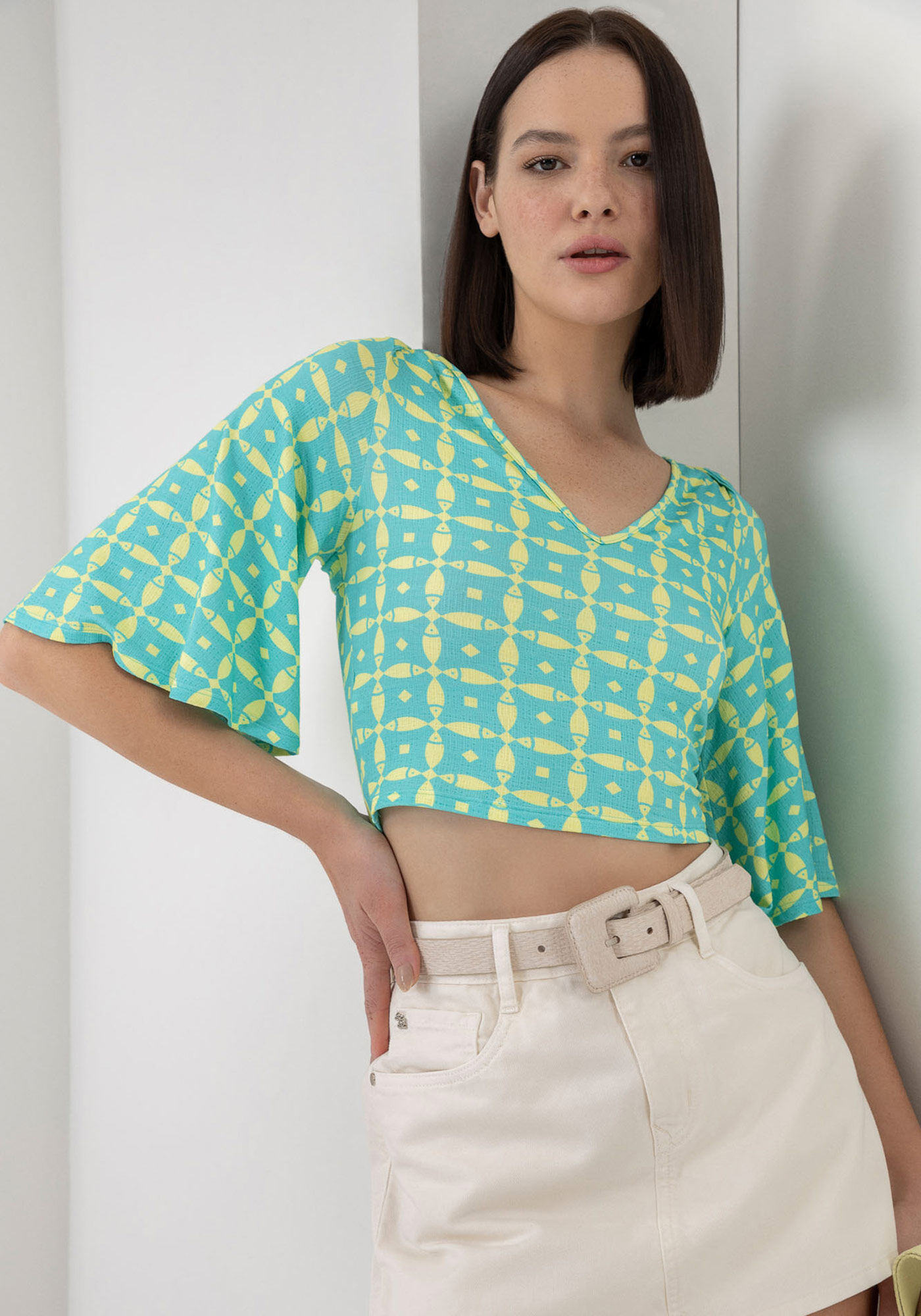 Blusa shop flare estampada