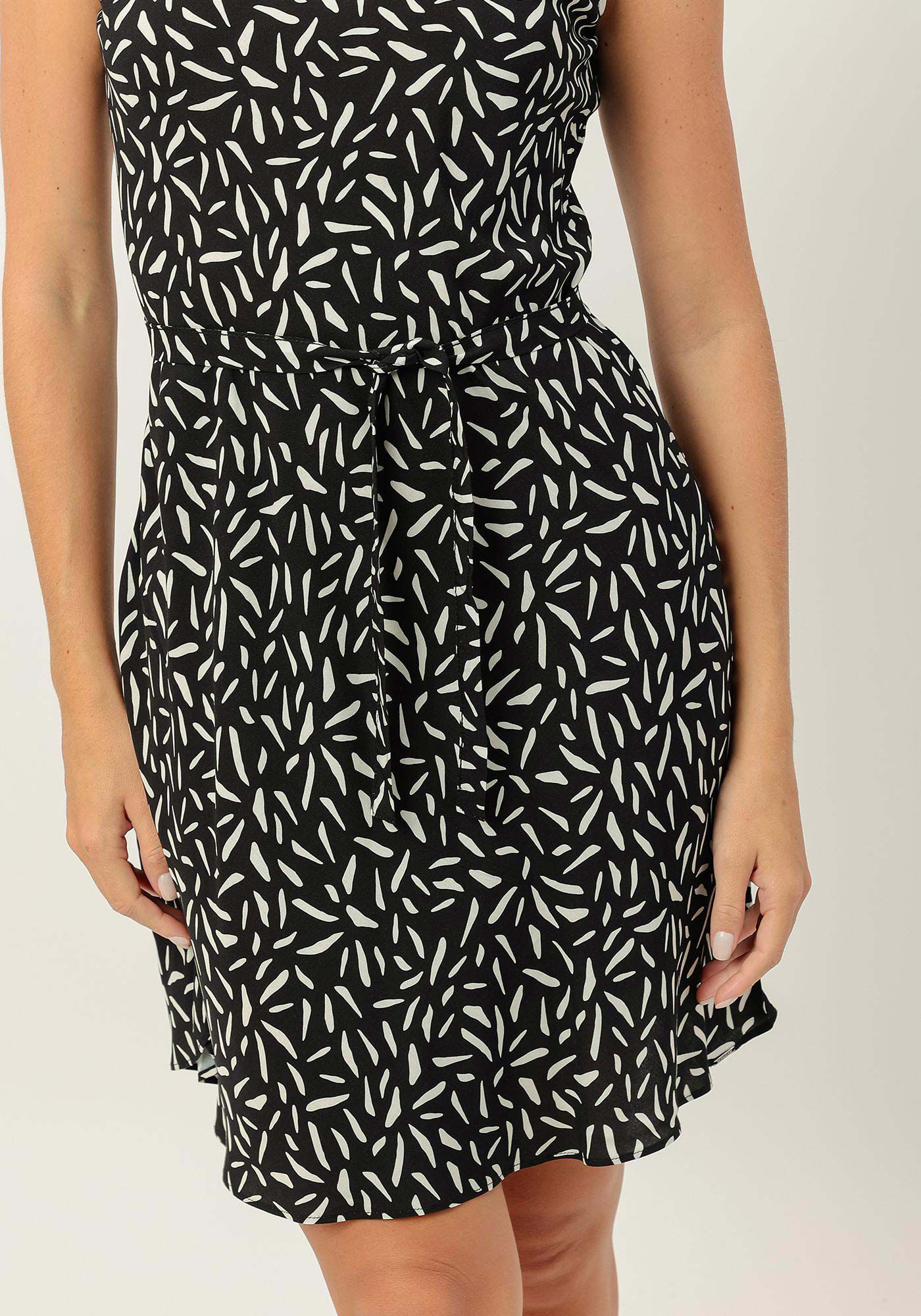 Vestido Curto Estampado em Viscose com La&ccedil;o Decote, , large.